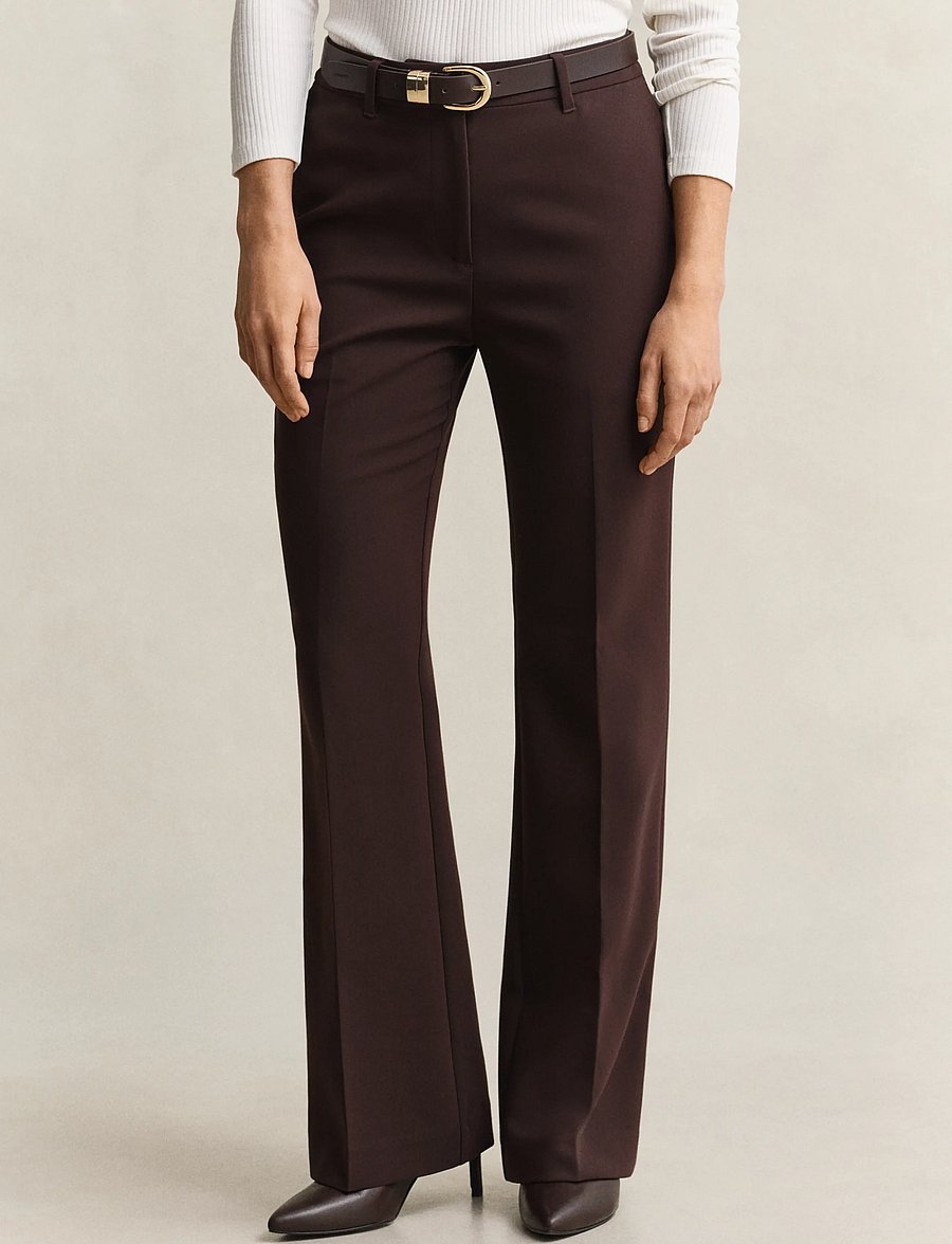 Gant - Slim Flared Slacks - alt laiad püksid - deep brown - 3