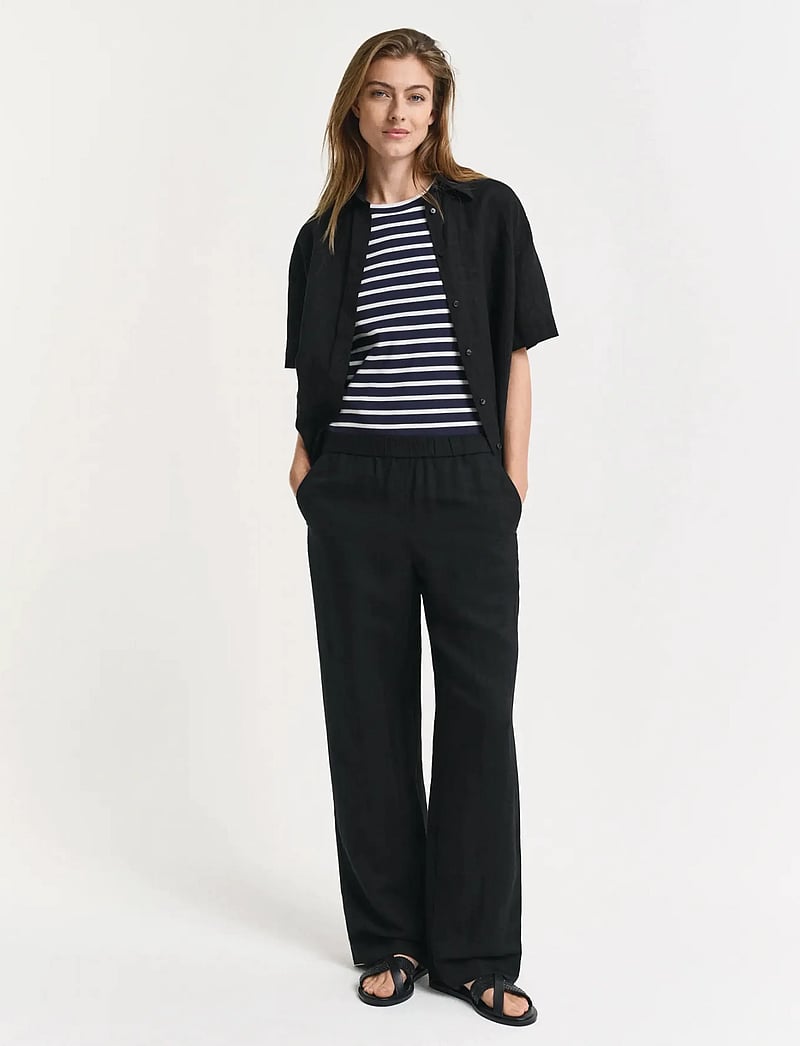 GANT - LINEN BLEND PULL ON PANTS - linased püksid - black - 0