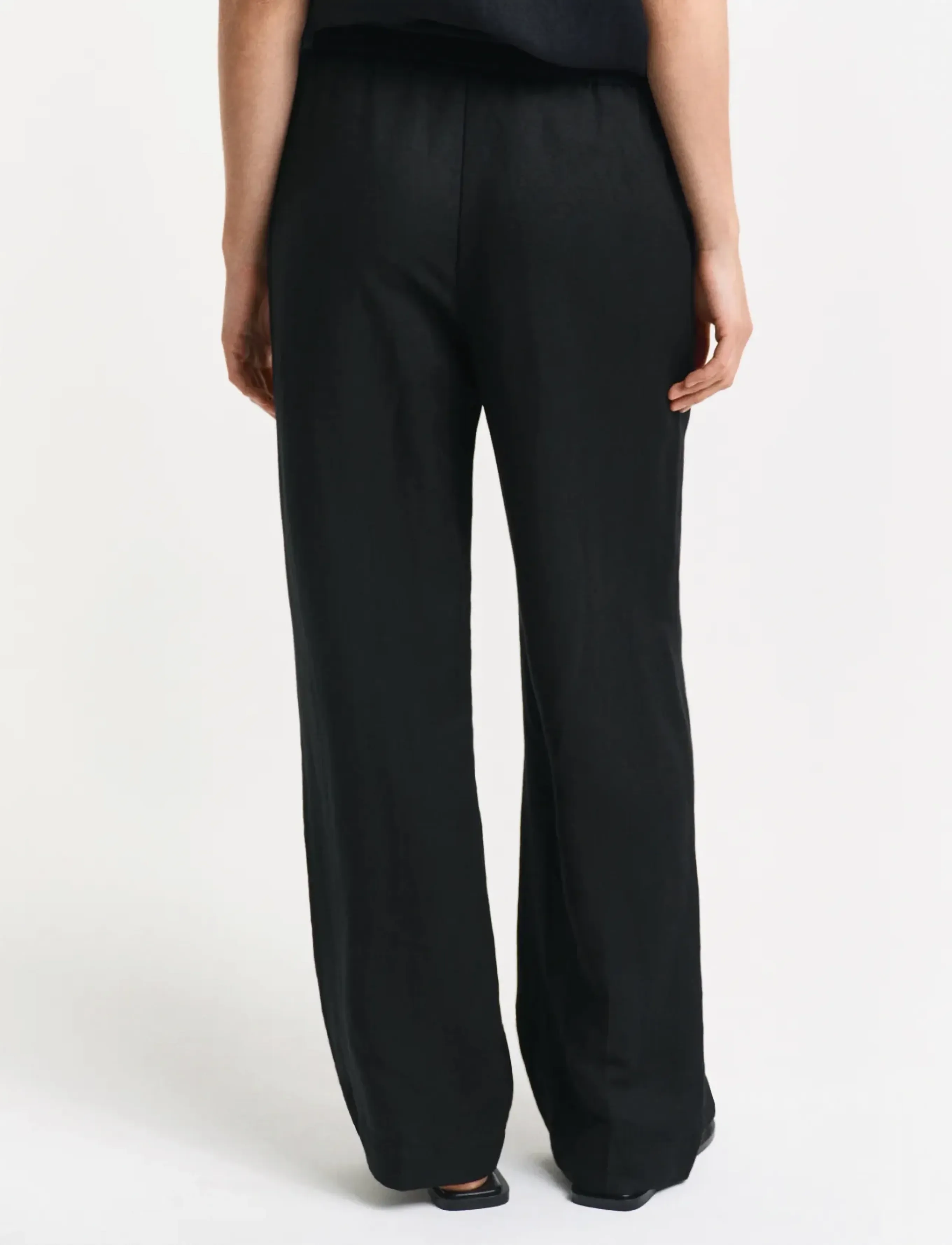 Gant - LINEN BLEND PULL ON PANTS - hørbukser - black - 3