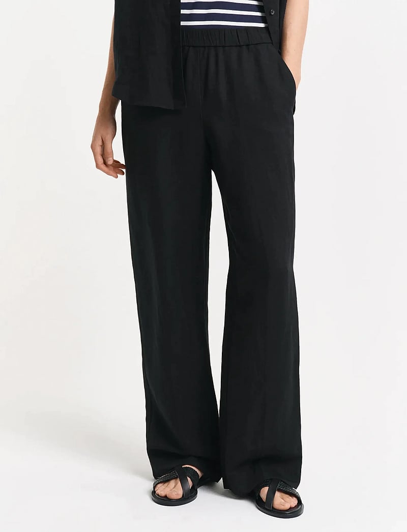GANT - LINEN BLEND PULL ON PANTS - linased püksid - black - 4