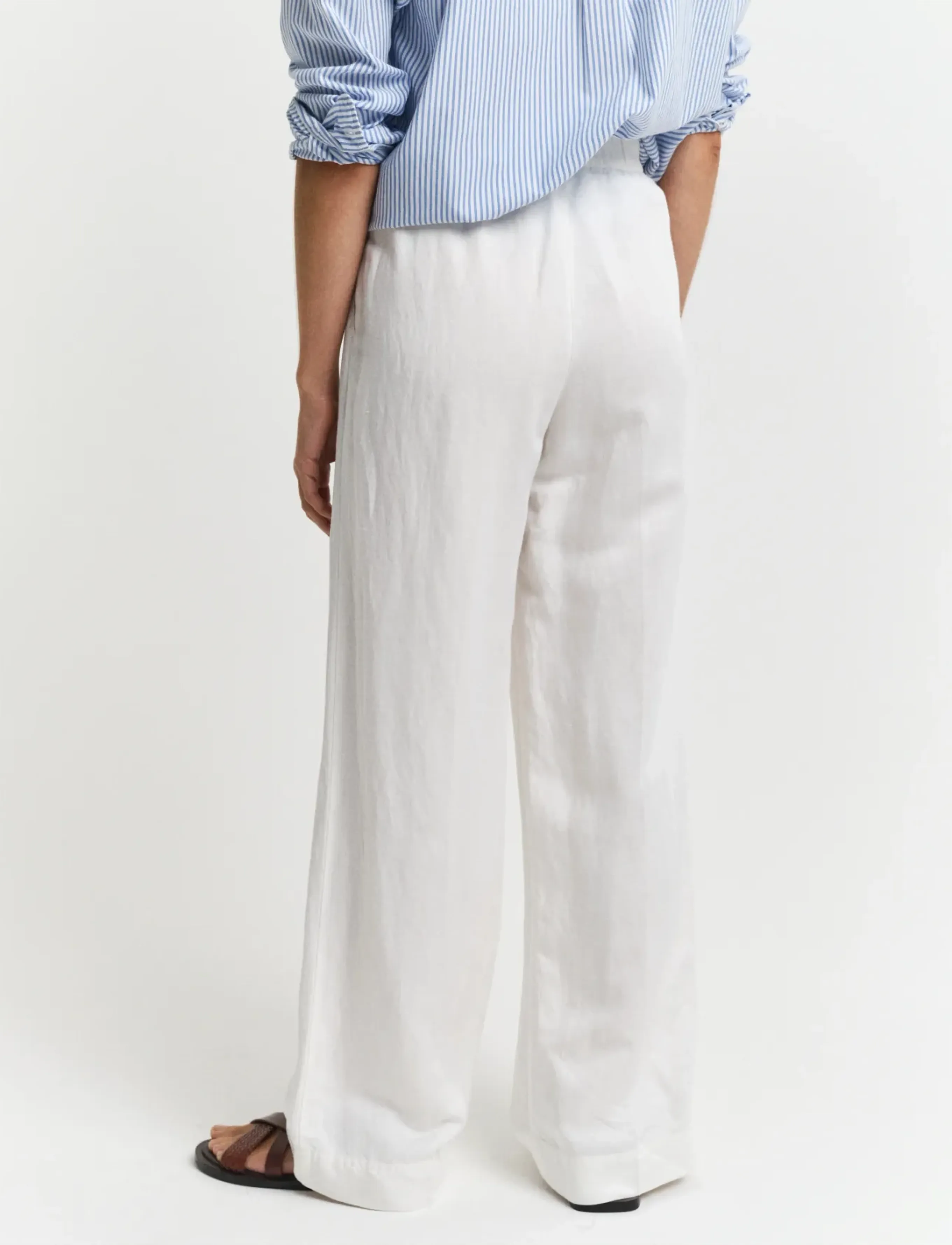 Gant - LINEN BLEND PULL ON PANTS - hørbukser - eggshell - 3