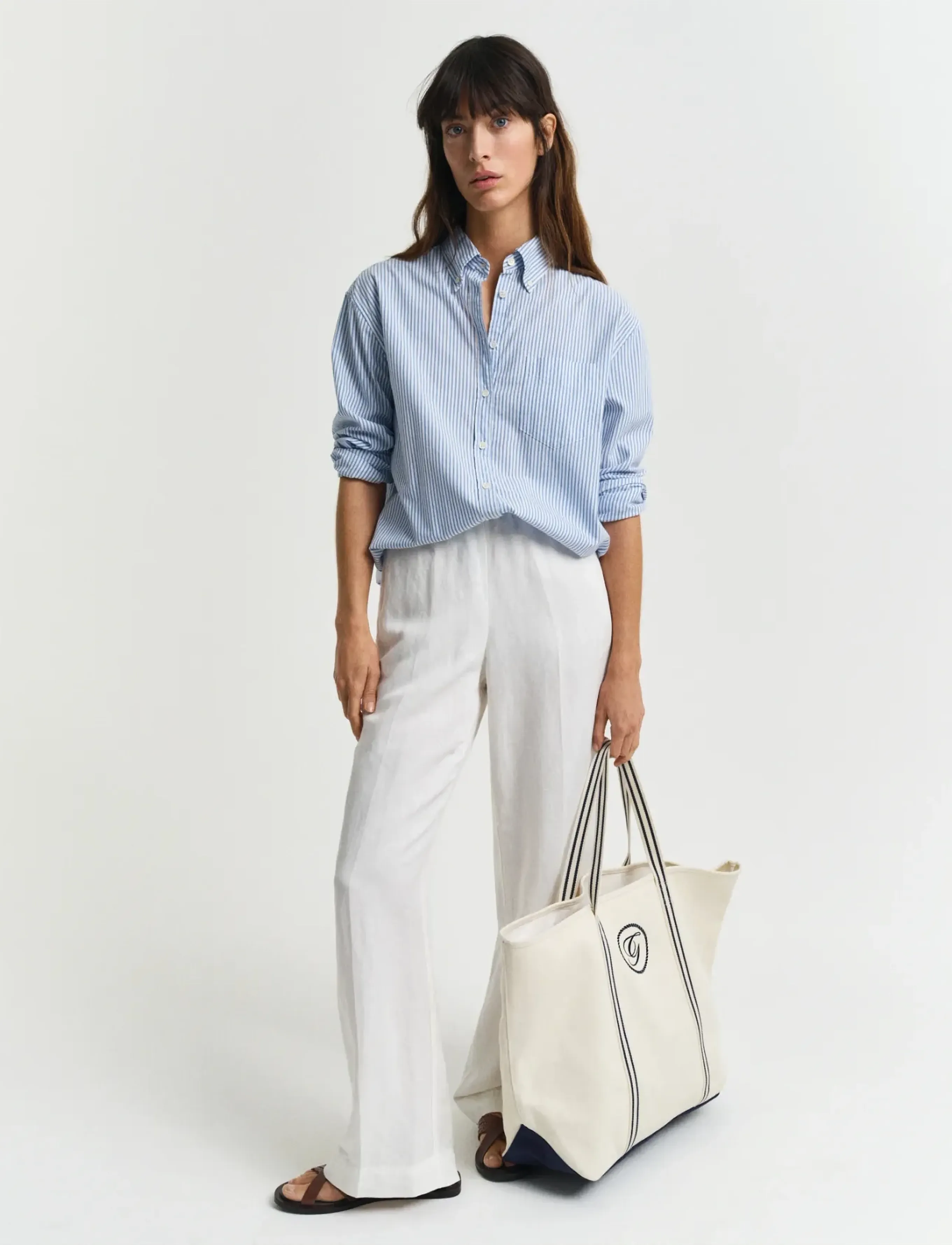Gant - LINEN BLEND PULL ON PANTS - hørbukser - eggshell - 5
