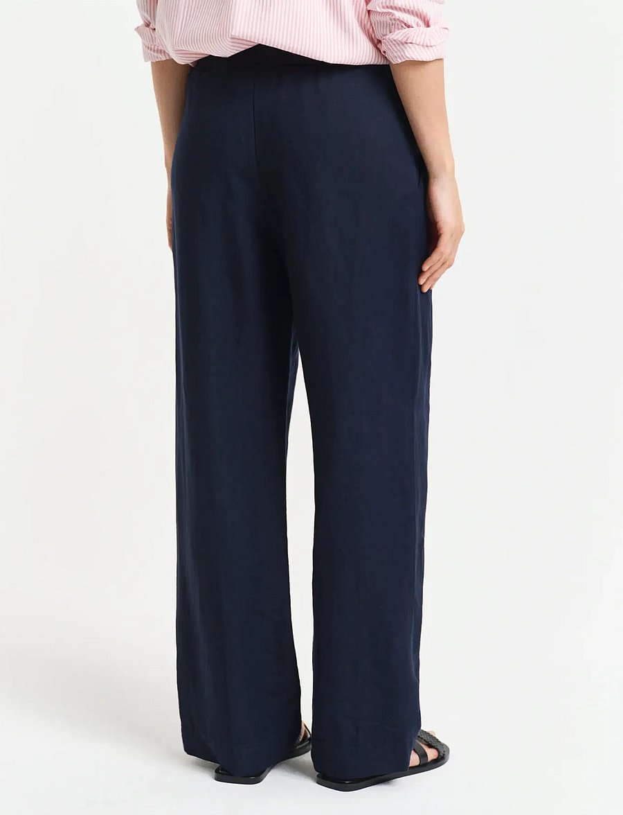 Gant - LINEN BLEND PULL ON PANTS - hørbukser - evening blue - 3