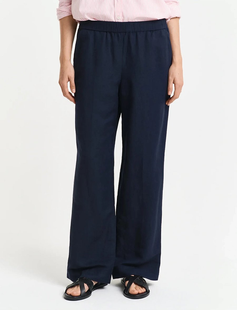Gant - LINEN BLEND PULL ON PANTS - hørbukser - evening blue - 4