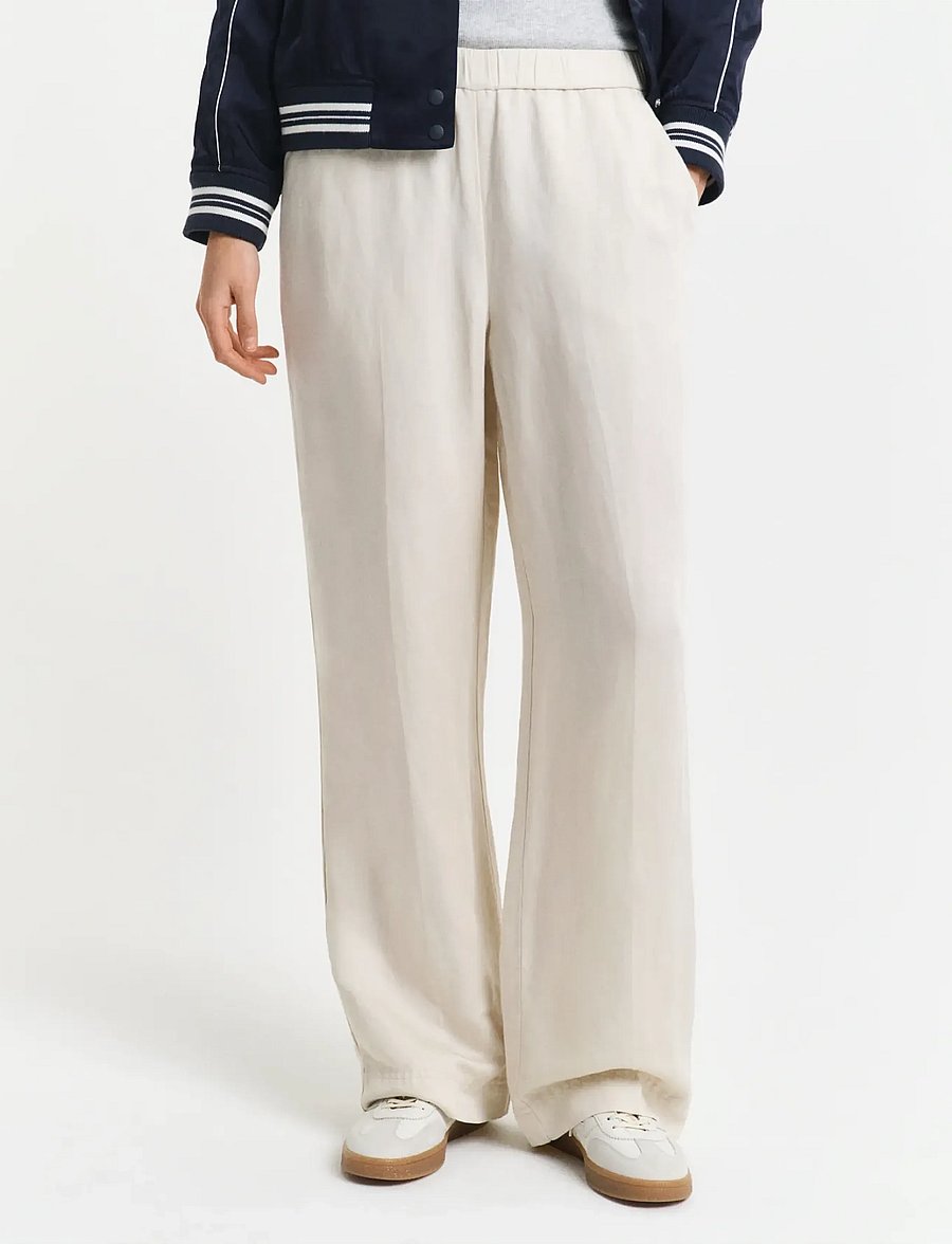 Gant - LINEN BLEND PULL ON PANTS - hørbukser - putty - 4