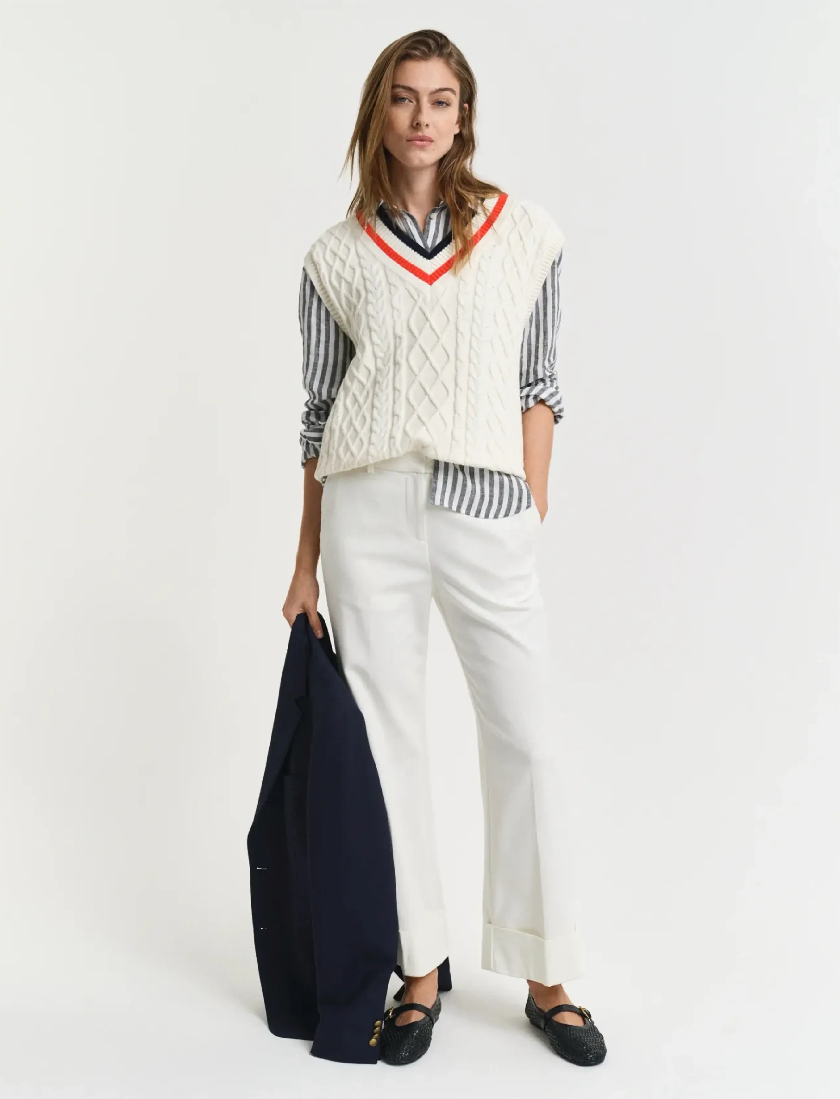 Gant - TURN-UP CREASE PANTS - straight jeans - eggshell - 4