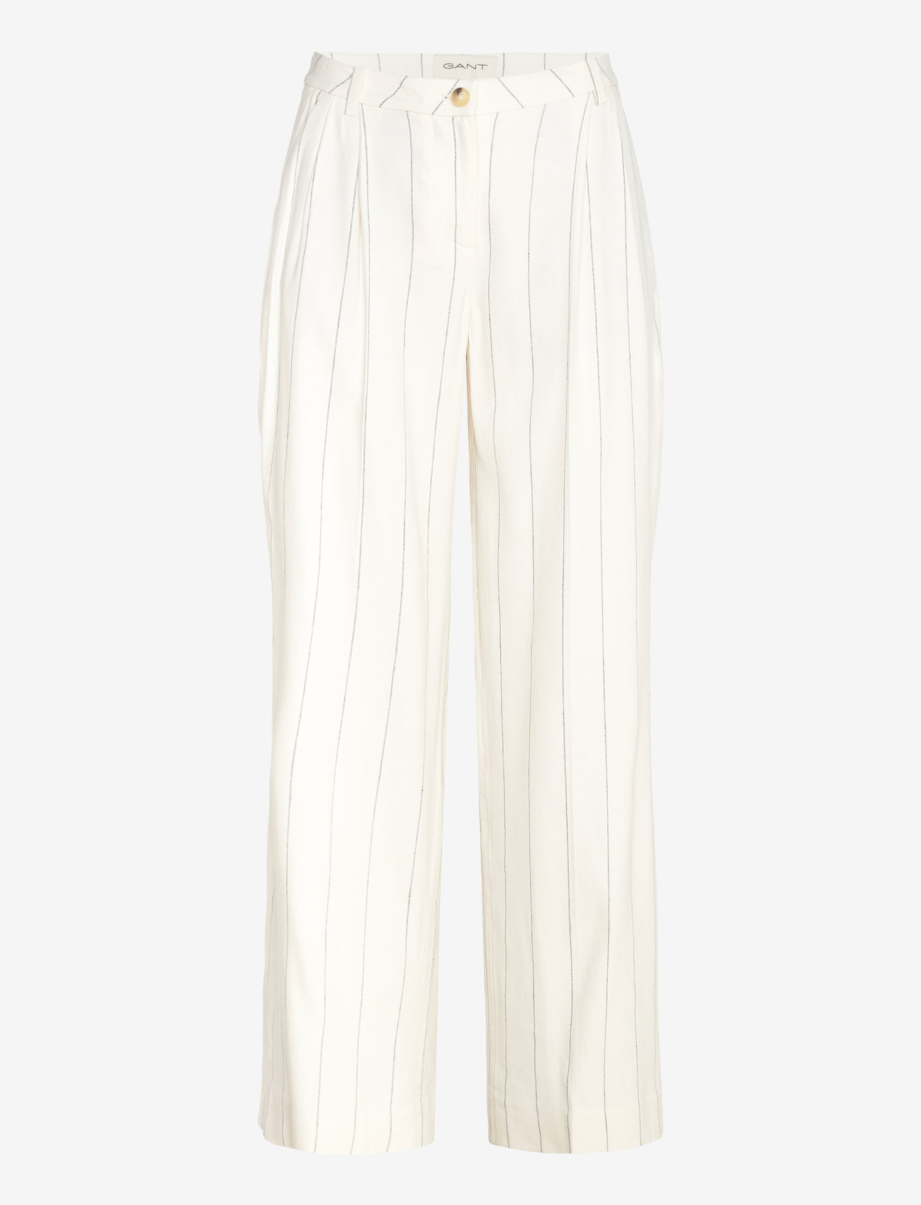 Gant - TAILORED PLEATED LINEN BLEND PANTS - linnen broeken - eggshell - 1