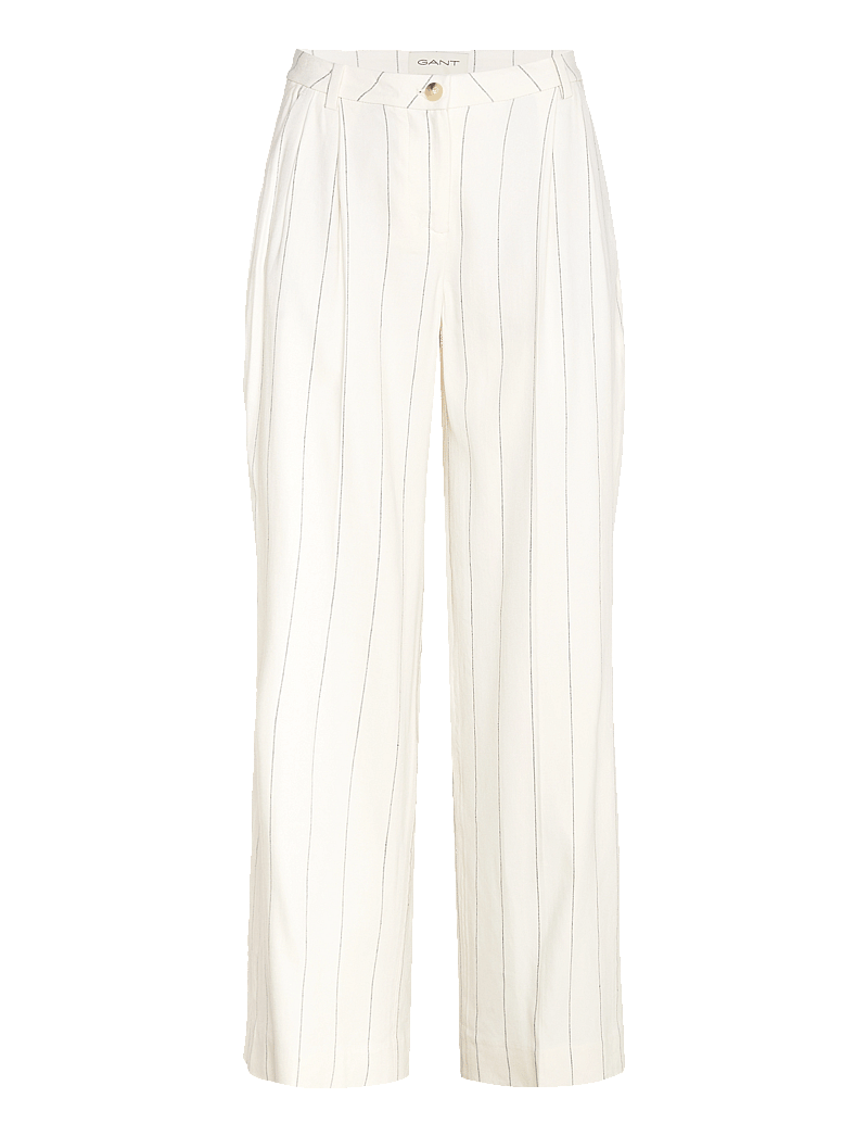 Gant - TAILORED PLEATED LINEN BLEND PANTS - linnen broeken - eggshell - 1