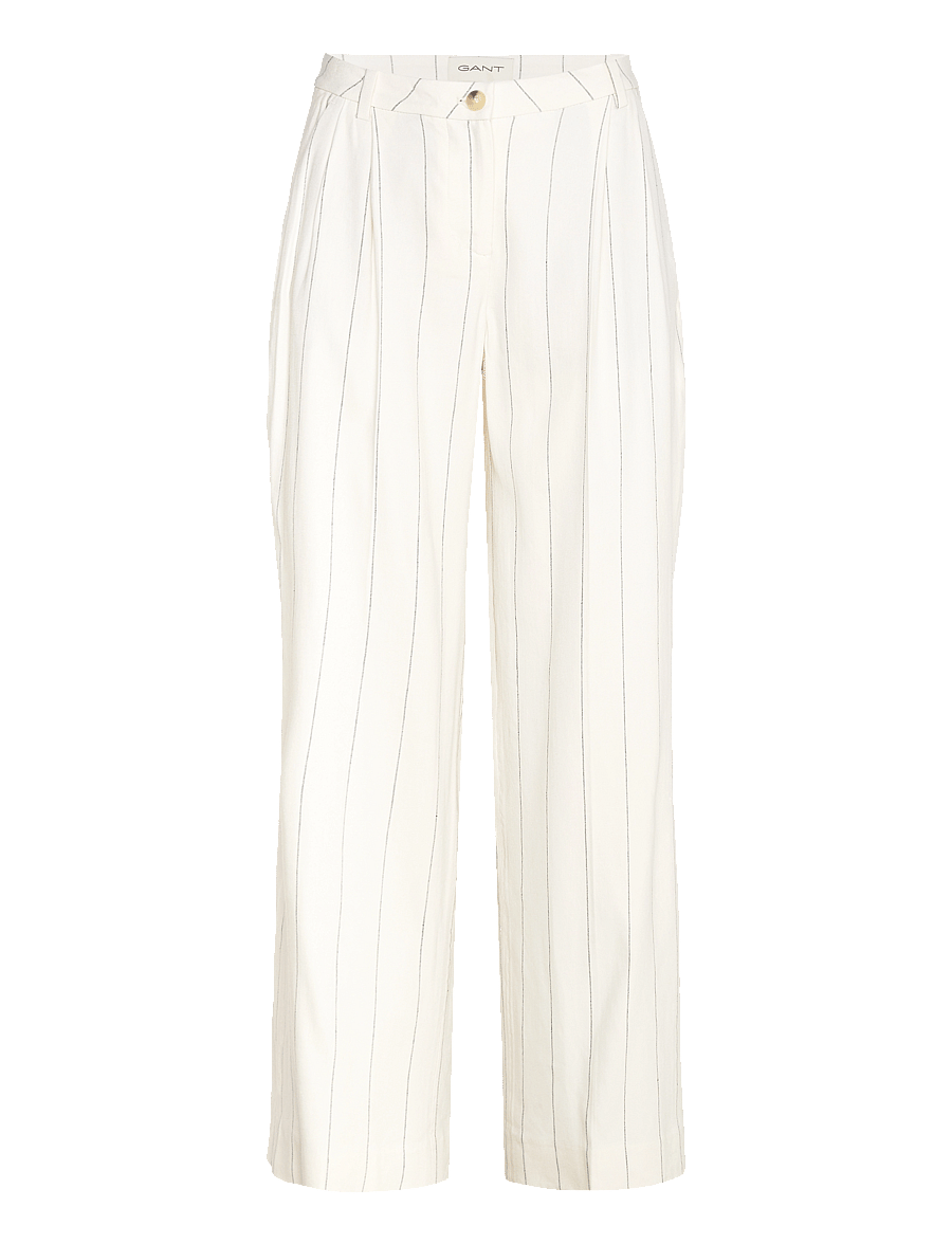 Gant - TAILORED PLEATED LINEN BLEND PANTS - leinenhosen - eggshell - 1