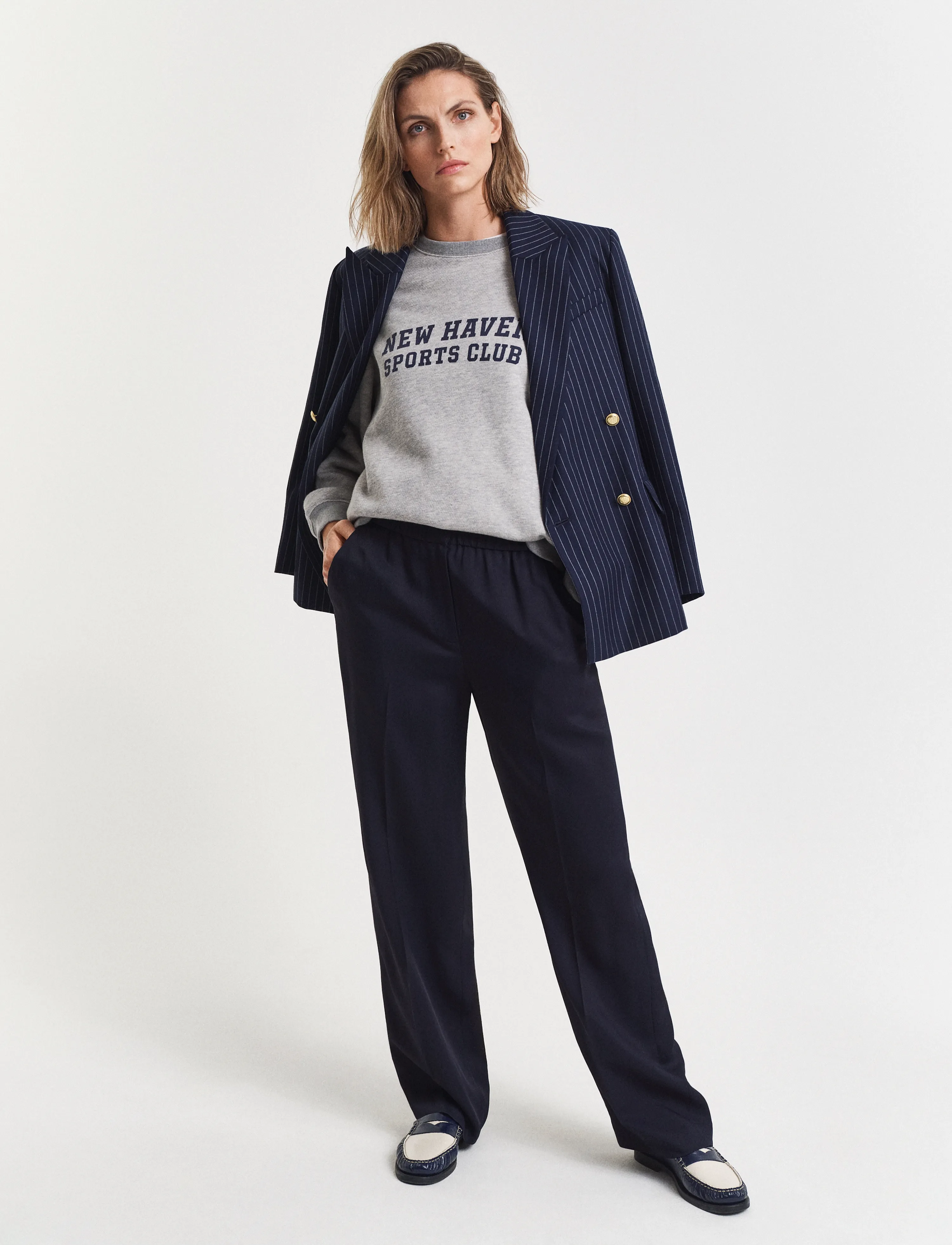 Gant Fluid Pants, Kvinder, Fluid Bukser, Navy, Str: 34