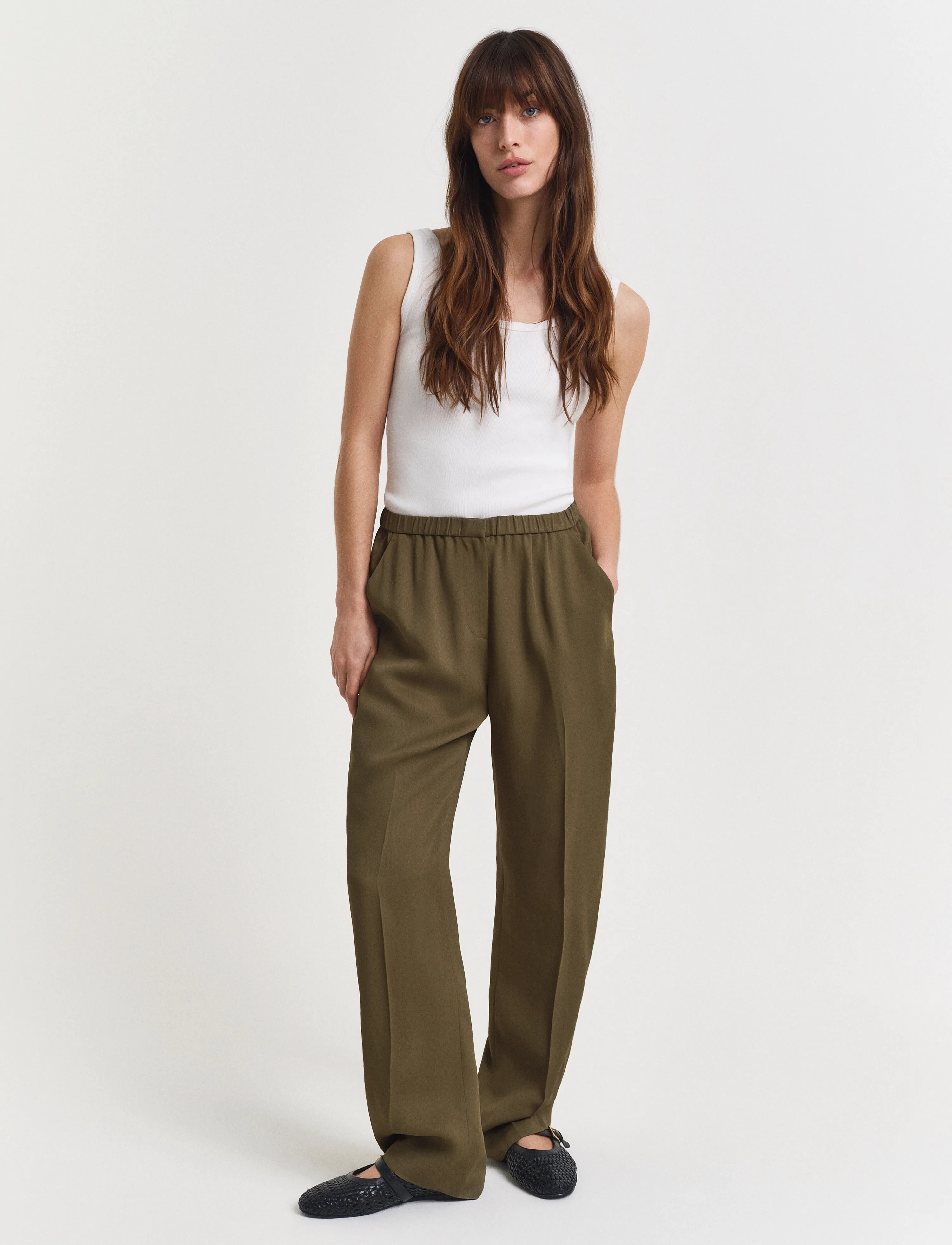 Gant Fluid Pants, Kvinder, Fluid Bukser, Kakigrøn, Str: 40