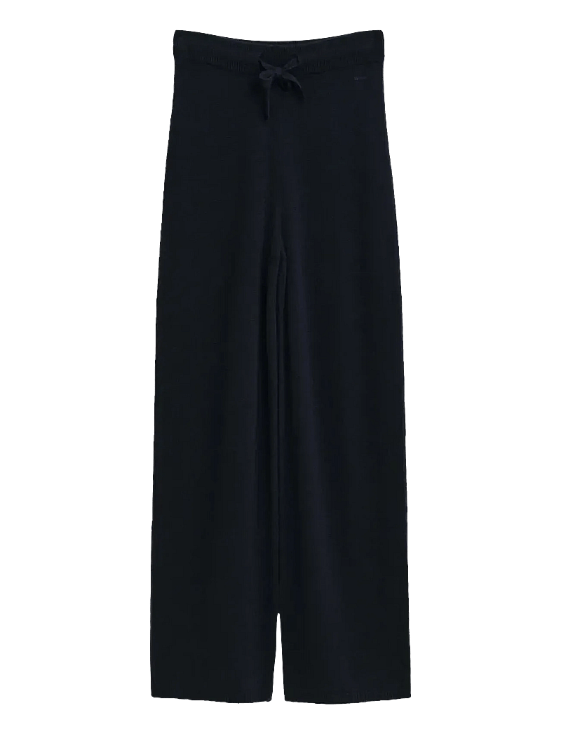 GANT - WOOL KNITTED PANTS - hosen mit weitem bein - evening blue - 1