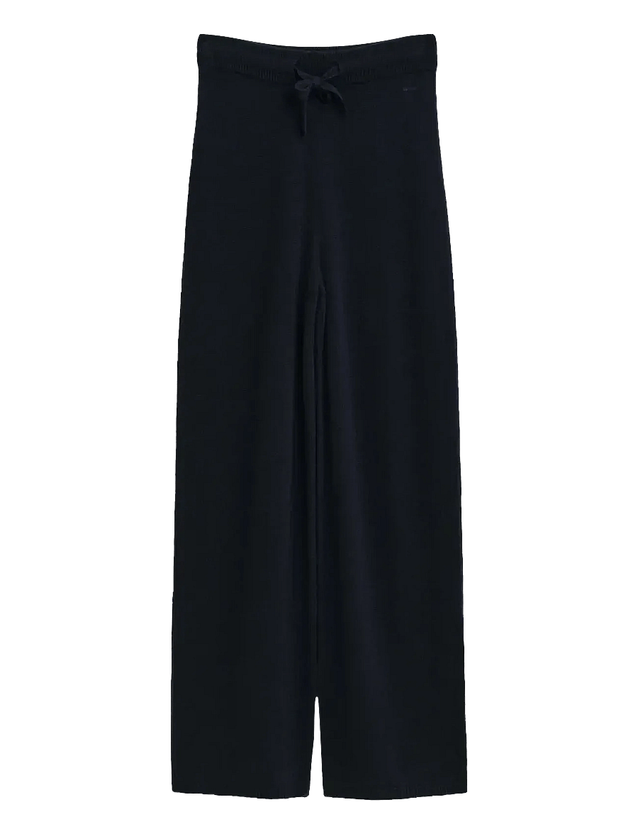 Gant - WOOL KNITTED PANTS - hosen mit weitem bein - evening blue - 1