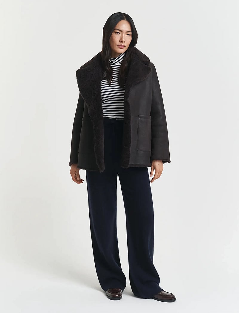 GANT - WOOL KNITTED PANTS - hosen mit weitem bein - evening blue - 4