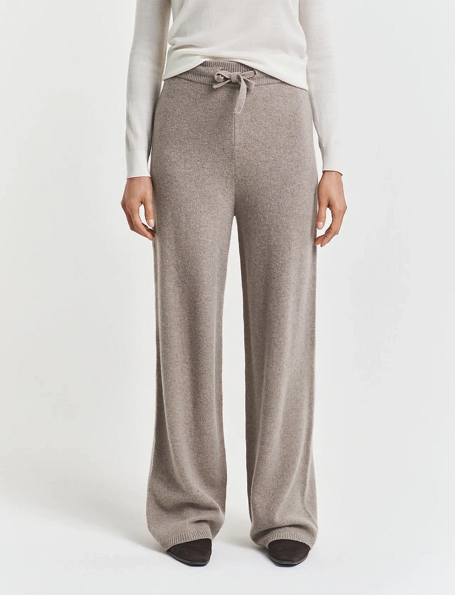 Gant - WOOL KNITTED PANTS - hosen mit weitem bein - taupe beige - 0