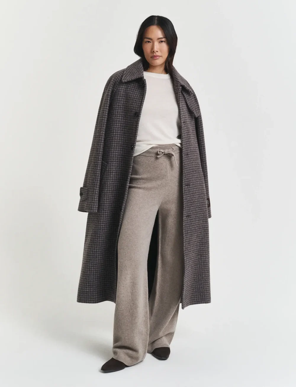 GANT - WOOL KNITTED PANTS - laia säärega püksid - taupe beige - 4