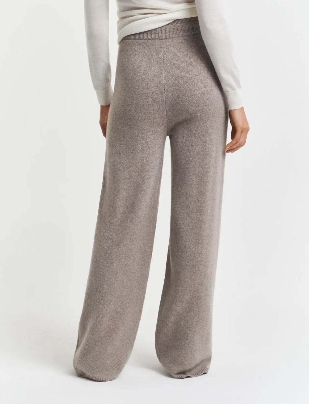 GANT - WOOL KNITTED PANTS - laia säärega püksid - taupe beige - 5