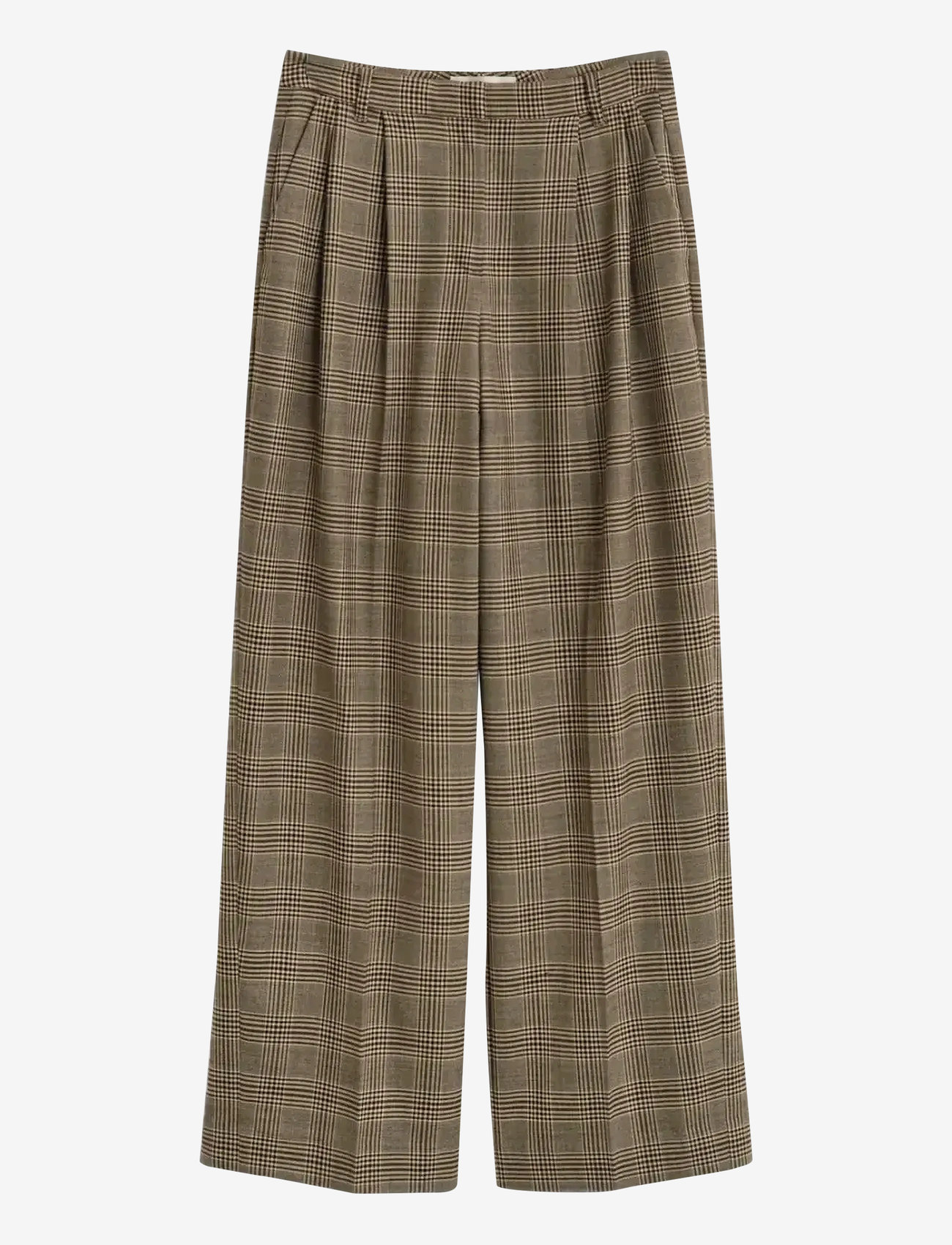 GANT - CHECKED PLEATED WOOL BLEND PANTS - vida byxor - deep brown - 0