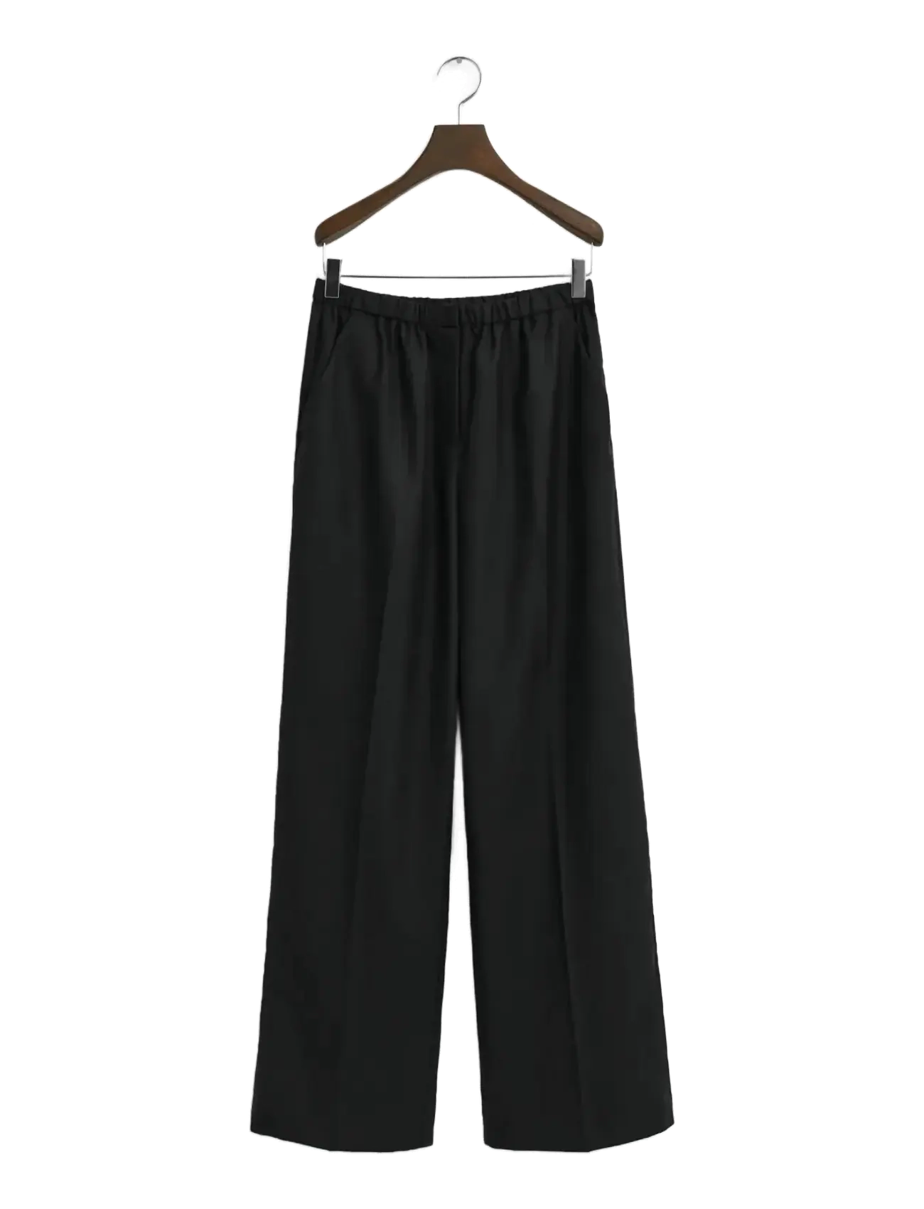 WOOL BLEND PULL ON PANTS - BLACK