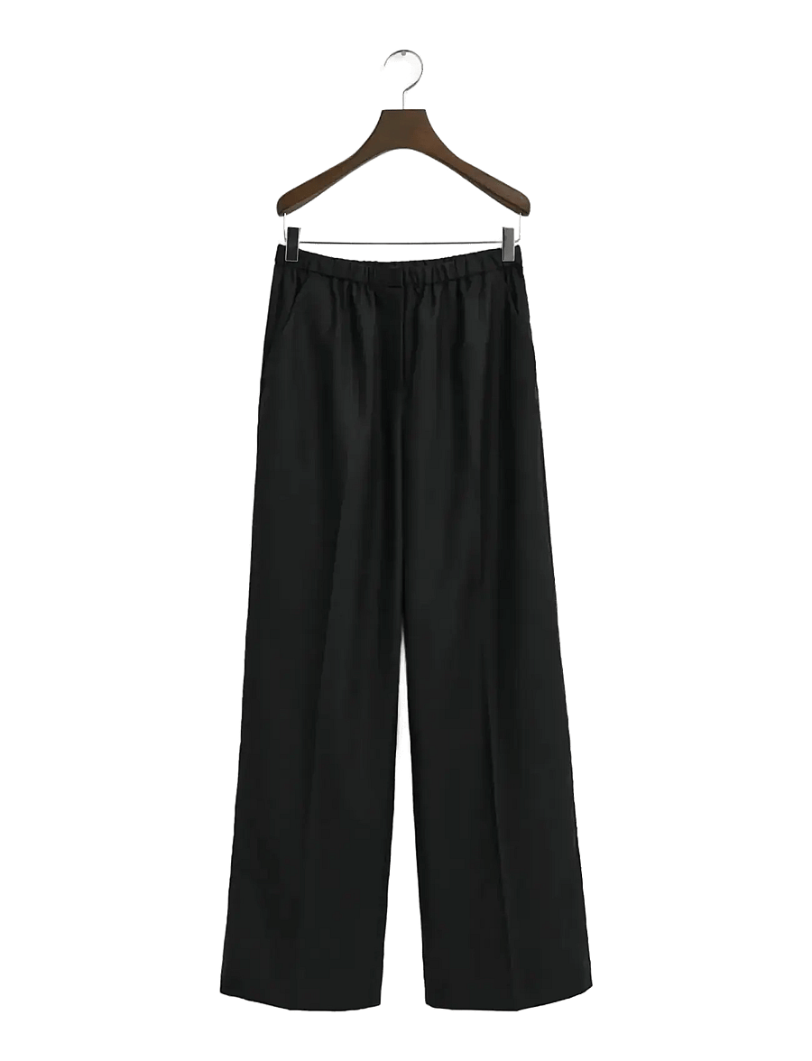 Gant - WOOL BLEND PULL ON PANTS - raka byxor - black - 1