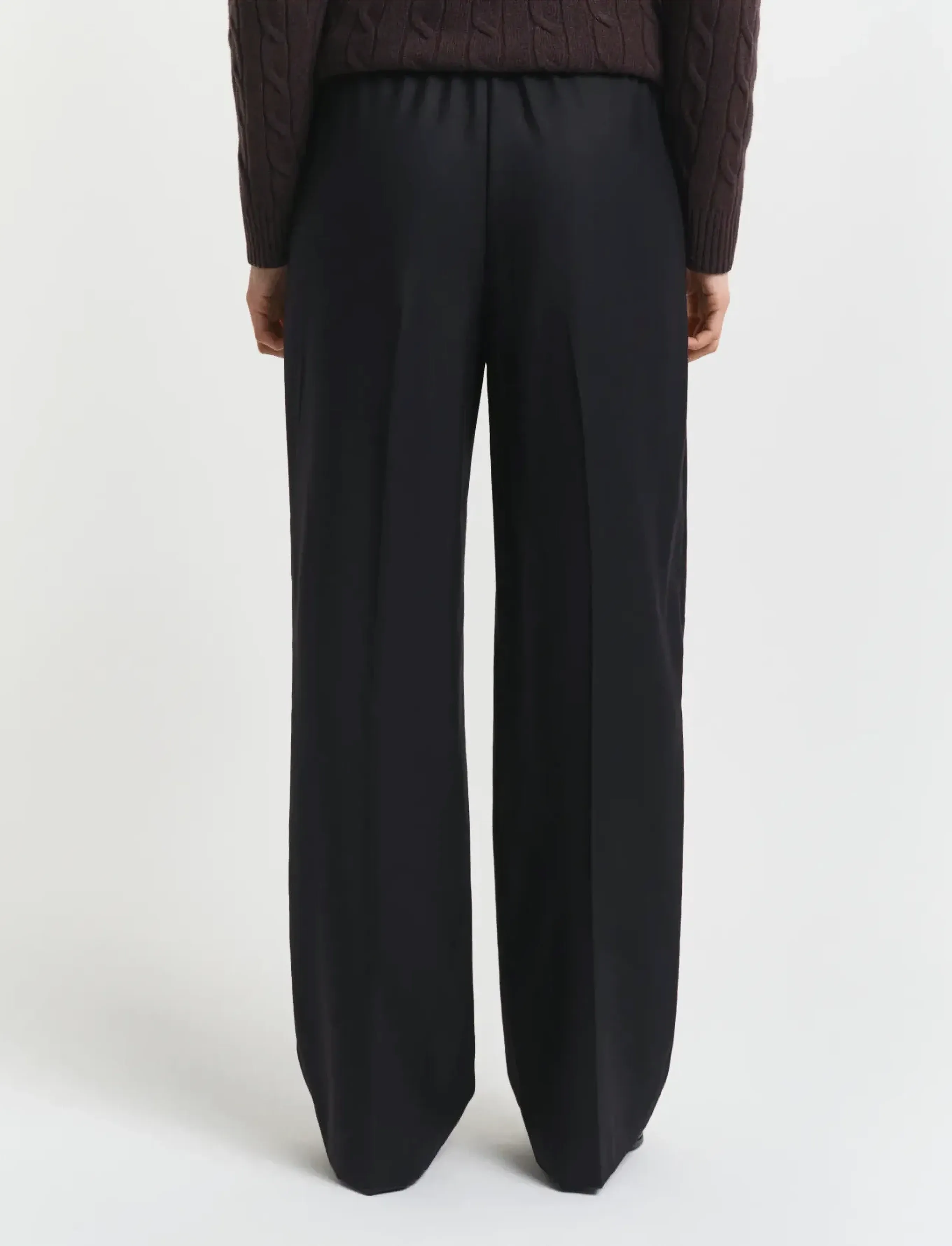 Gant - WOOL BLEND PULL ON PANTS - straight leg hosen - black - 2