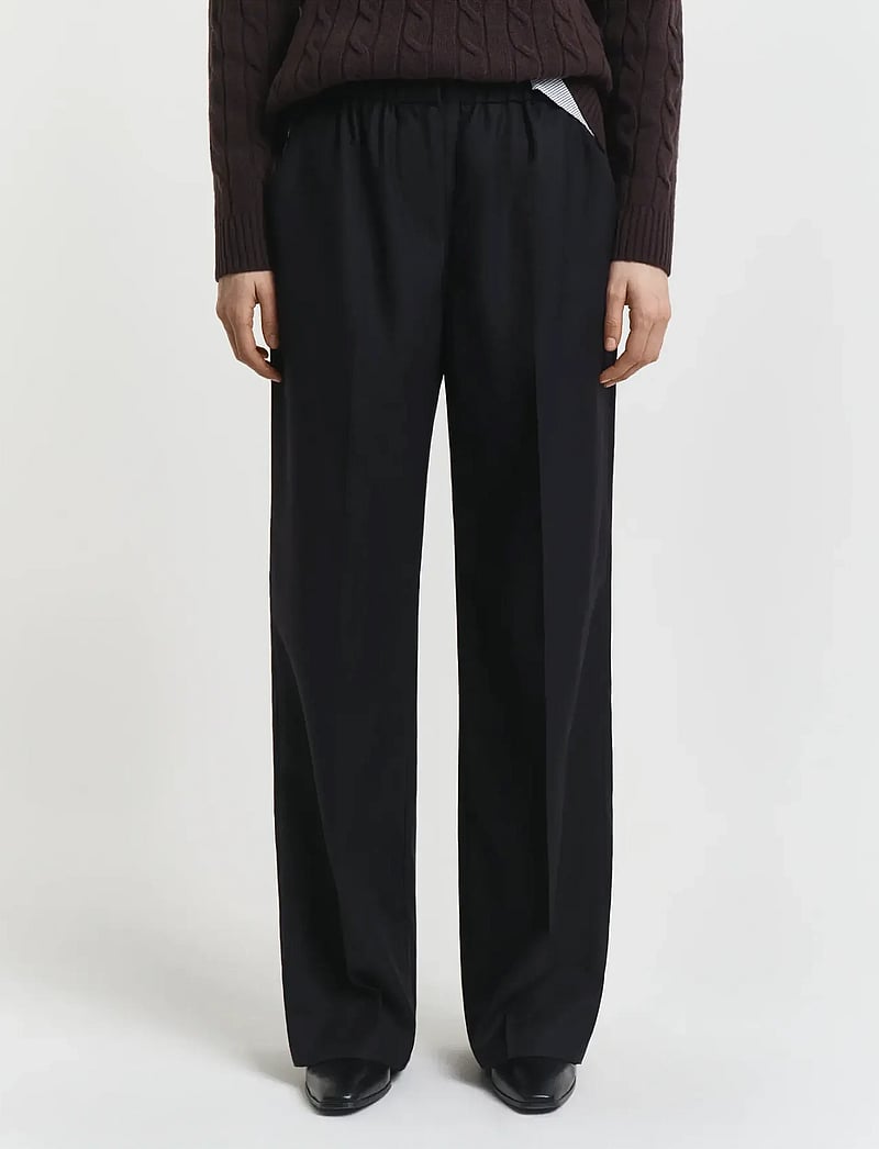 GANT - WOOL BLEND PULL ON PANTS - bukser med lige ben - black - 3
