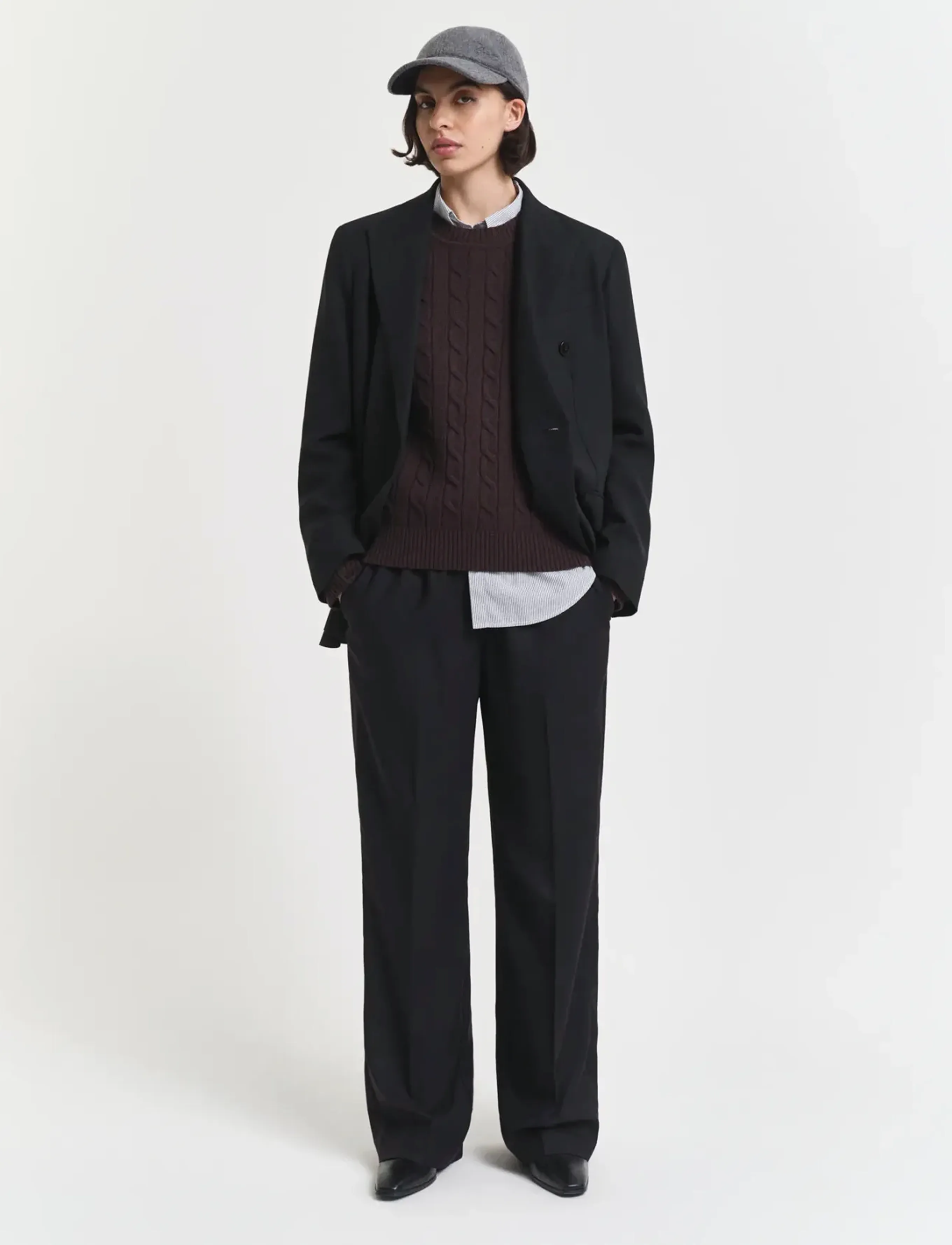 Gant - WOOL BLEND PULL ON PANTS - bukser med lige ben - black - 4