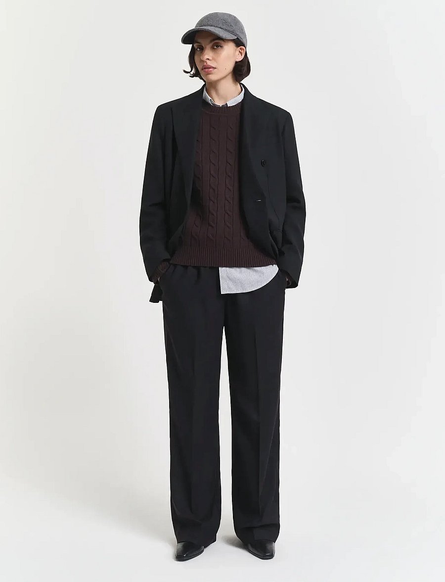 Gant - WOOL BLEND PULL ON PANTS - straight leg hosen - black - 4