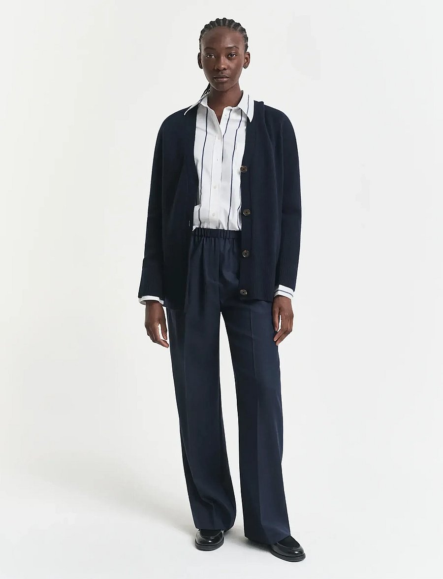 Gant - WOOL BLEND PULL ON PANTS - hose mit geradem bein - evening blue - 0