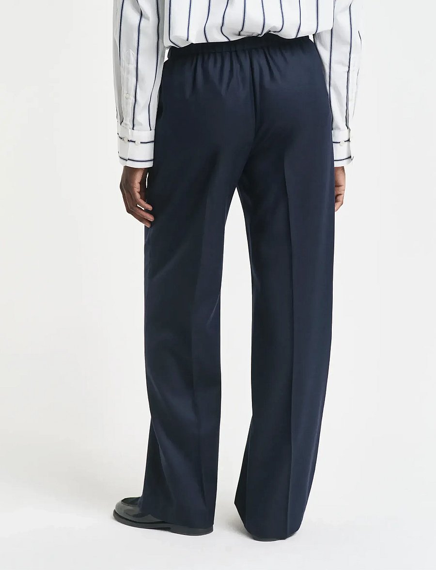 Gant - WOOL BLEND PULL ON PANTS - buxur með beinum skálmum - evening blue - 2