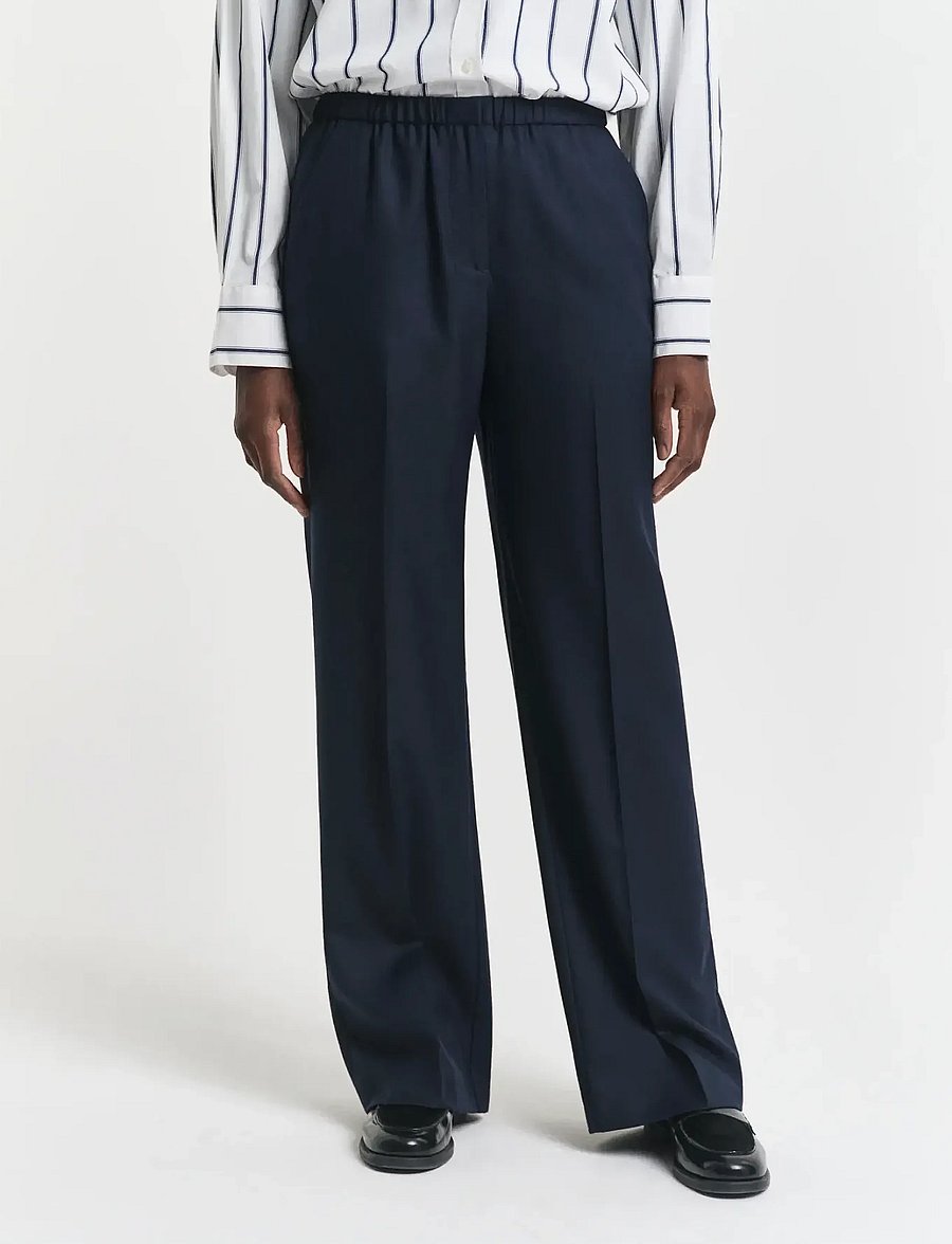 Gant - WOOL BLEND PULL ON PANTS - buxur með beinum skálmum - evening blue - 3
