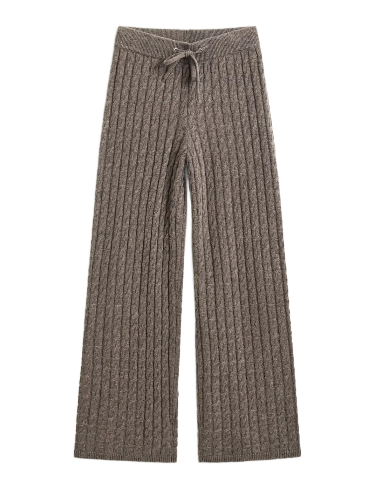 Gant WOOL CASHMERE CABLE KNIT PANTS - Hosen - BROWN MELANGE / brown