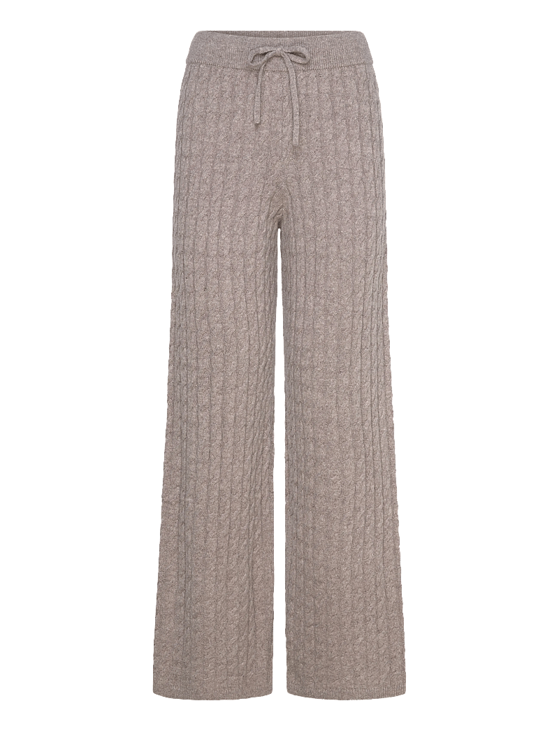 GANT - WOOL CASHMERE CABLE KNIT PANTS - jogginghosen - taupe beige - 1