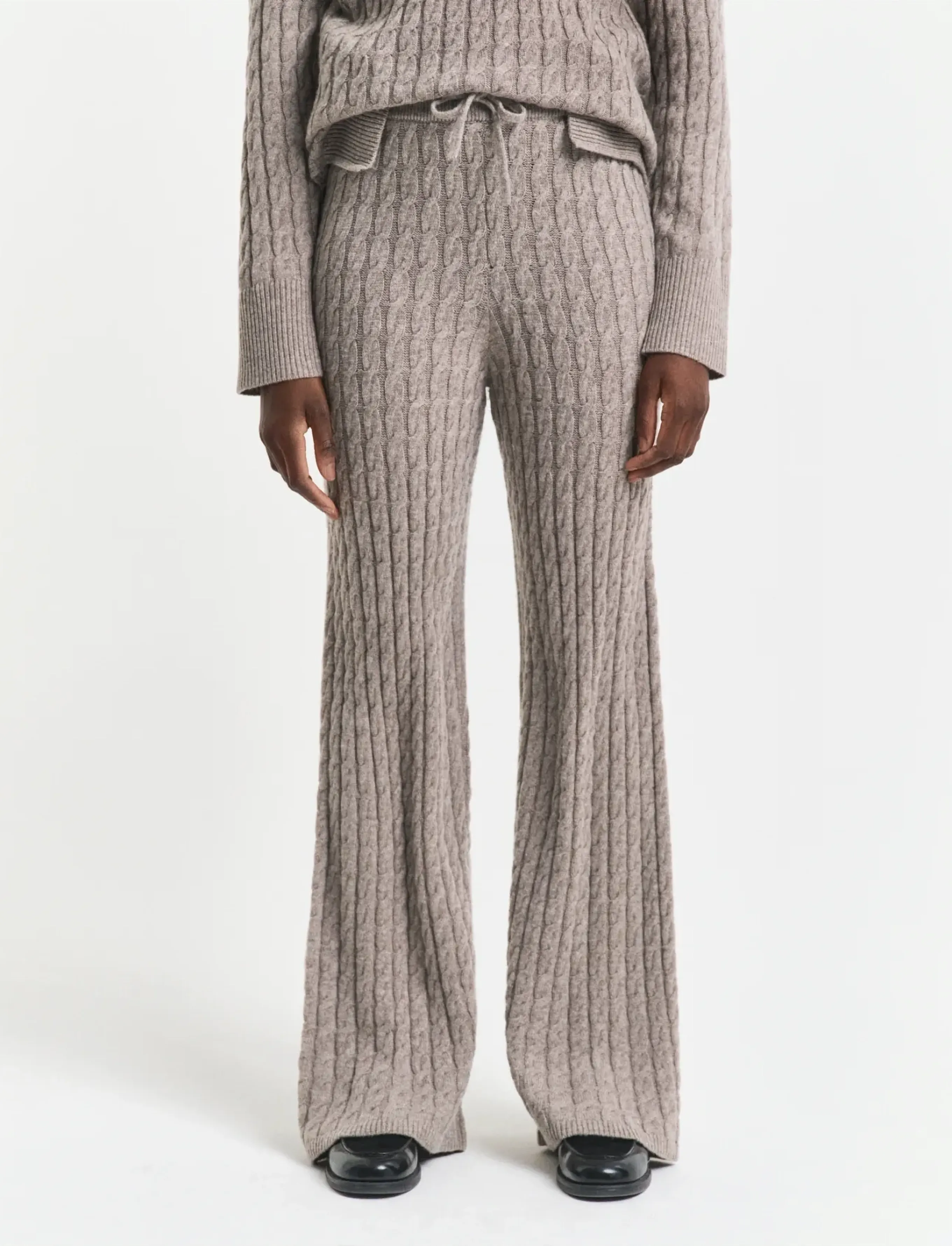 GANT WOOL CASHMERE CABLE KNIT PANTS - Hosen - TAUPE BEIGE / beige
