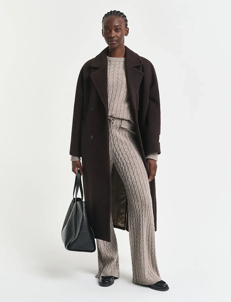 GANT - WOOL CASHMERE CABLE KNIT PANTS - jogginghosen - taupe beige - 5