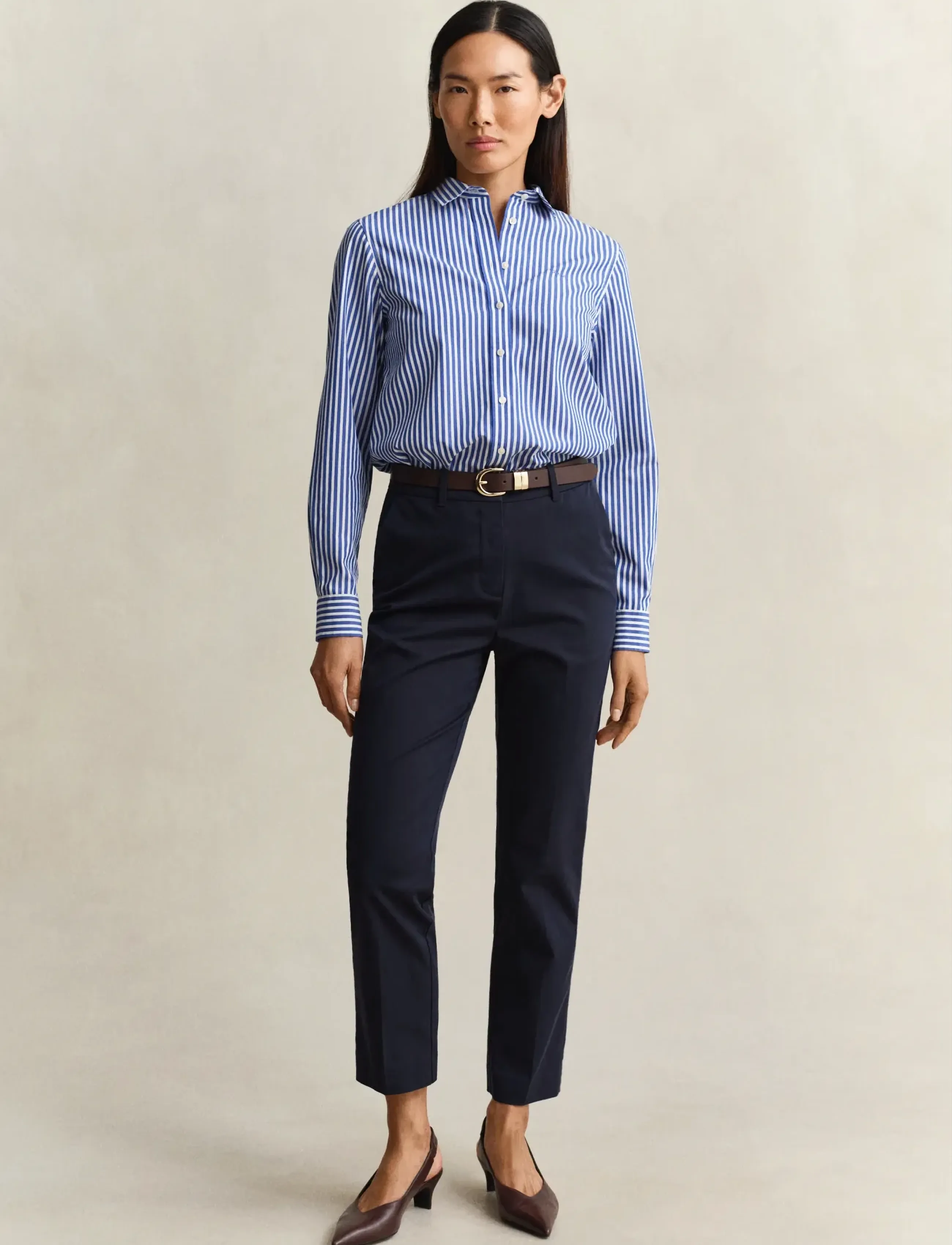 Gant Slim Slacks, 42, Navy, Bukser > Slim Fit-Bukser, Dame