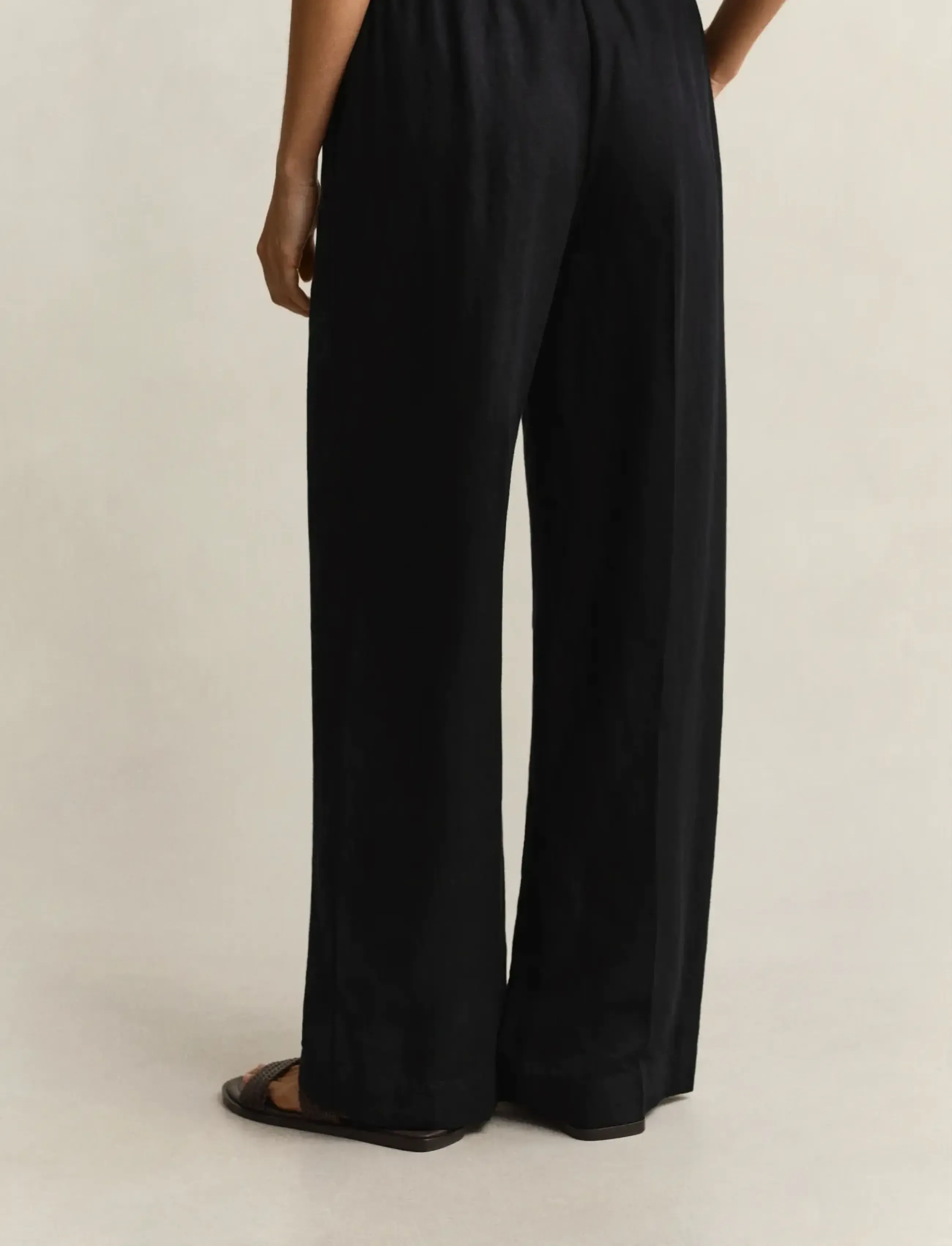 Gant - LINEN BLEND PULL ON PANTS - straight leg hosen - black - 2