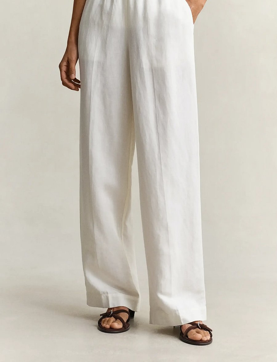 Gant - LINEN BLEND PULL ON PANTS - leinenhosen - eggshell - 3