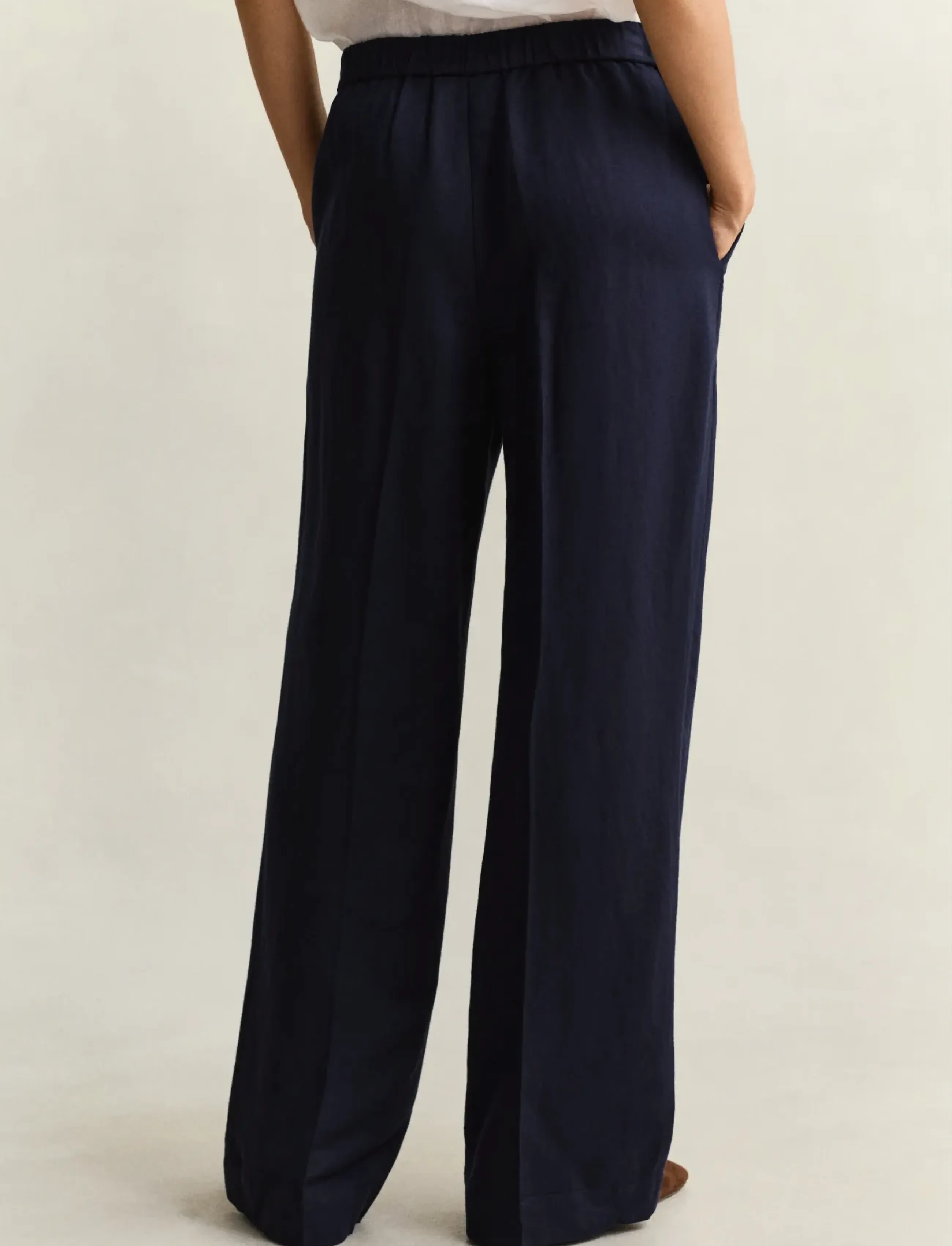 Gant - LINEN BLEND PULL ON PANTS - linbukser - evening blue - 2
