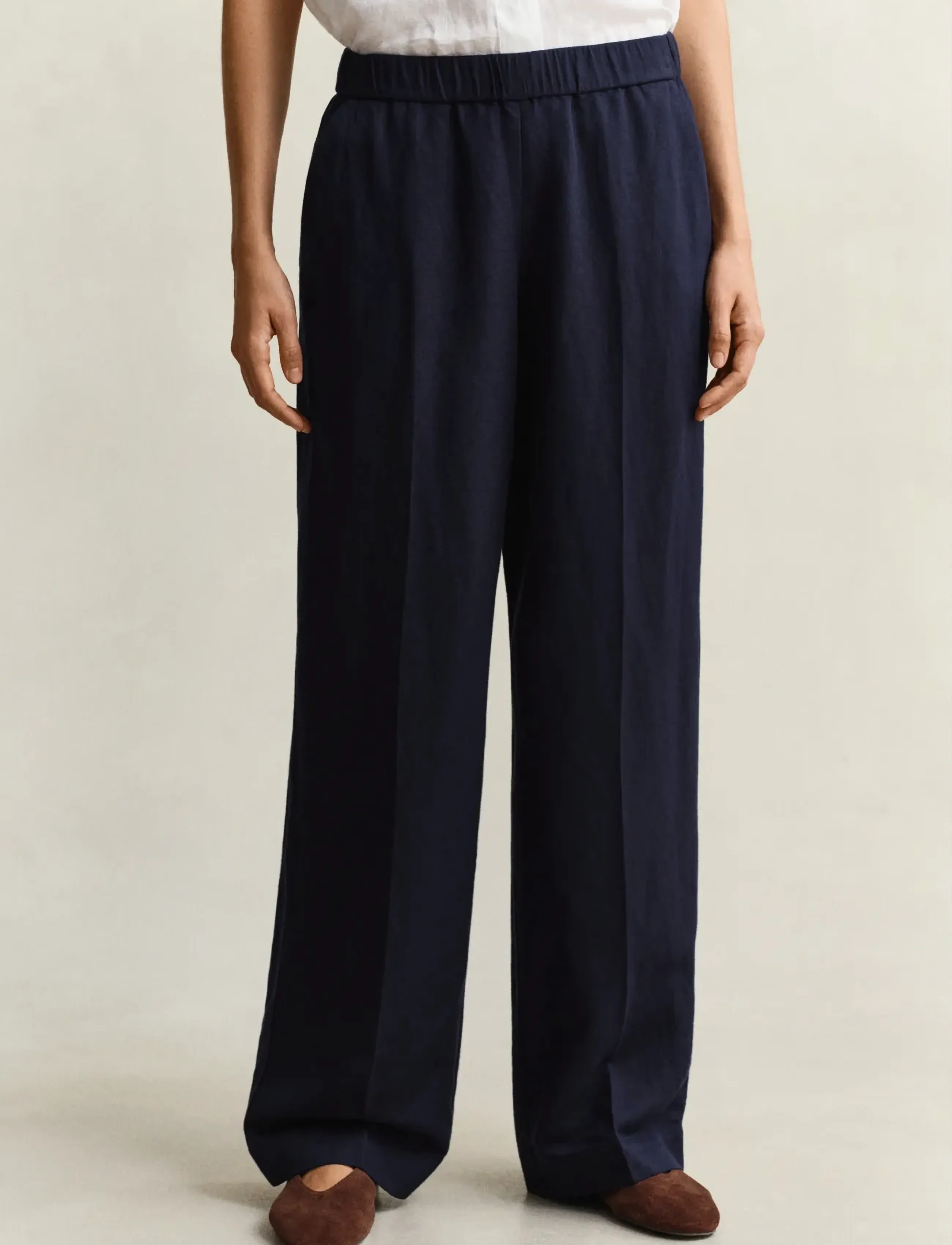 Gant - LINEN BLEND PULL ON PANTS - linbukser - evening blue - 3