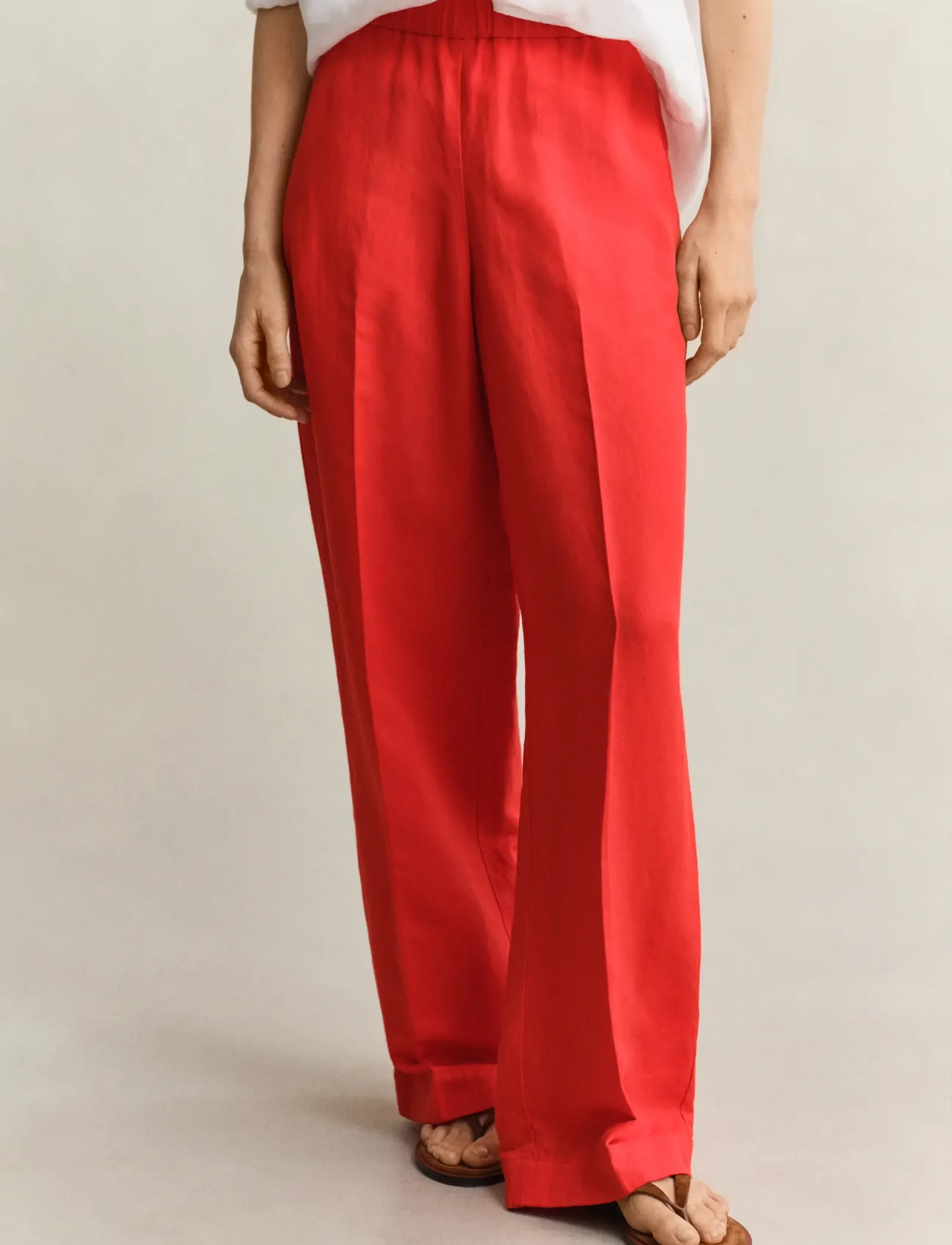 Gant - LINEN BLEND PULL ON PANTS - linen trousers - perfect red - 3