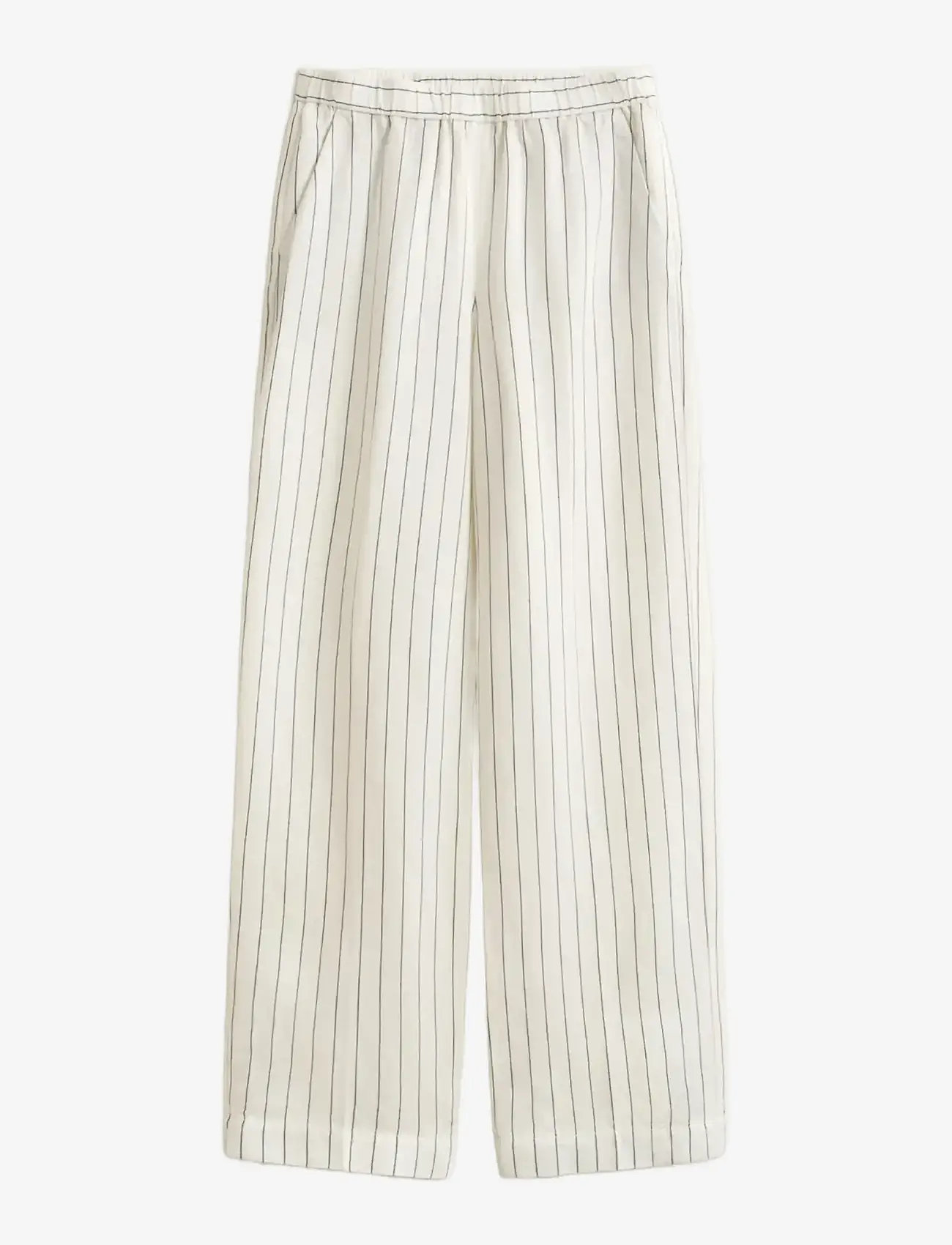 Gant - STRIPED LINEN BLEND PULL ON PANTS - hørbukser - eggshell - 1