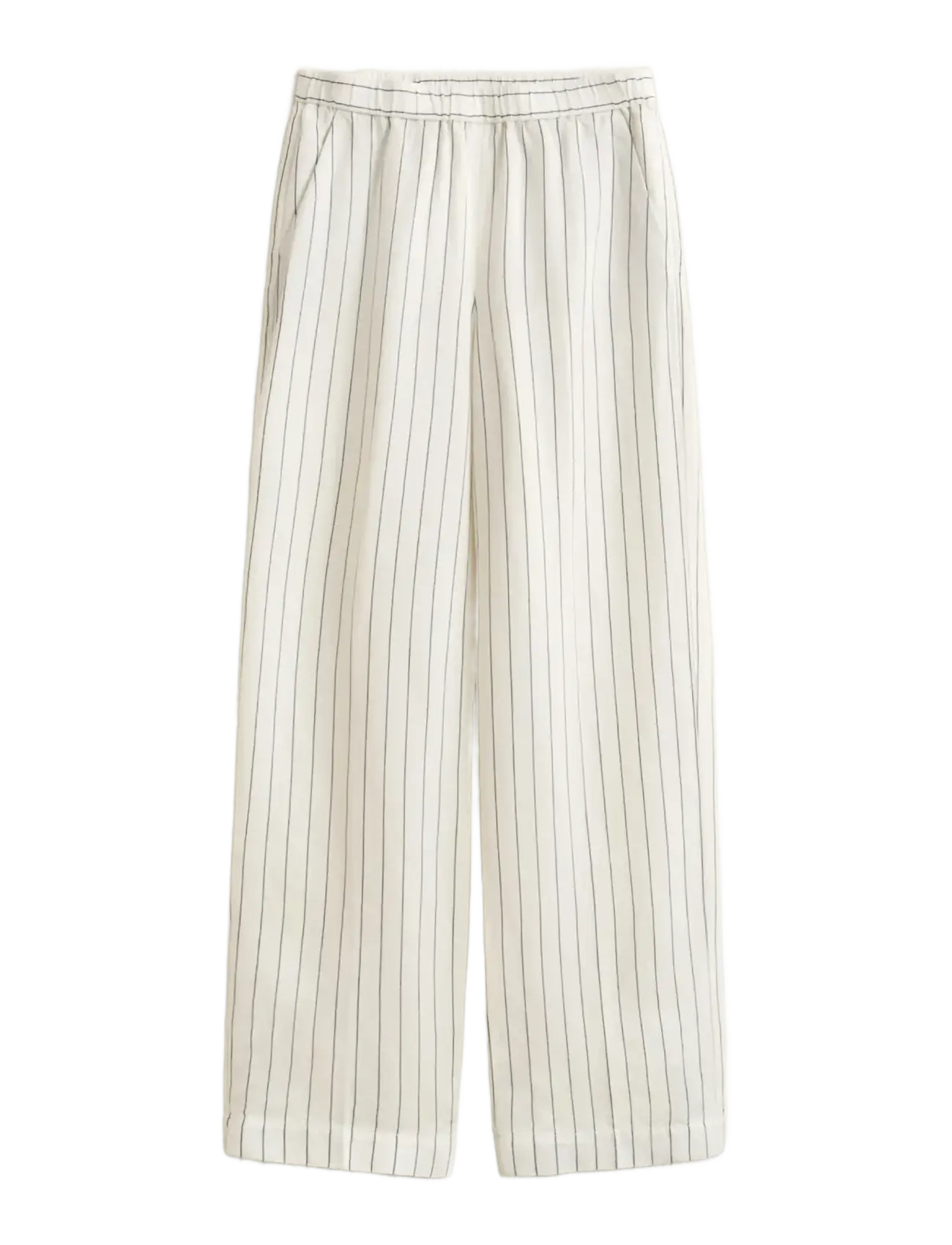 GANT STRIPED LINEN BLEND PULL ON PANTS - GANT - EGGSHELL / white