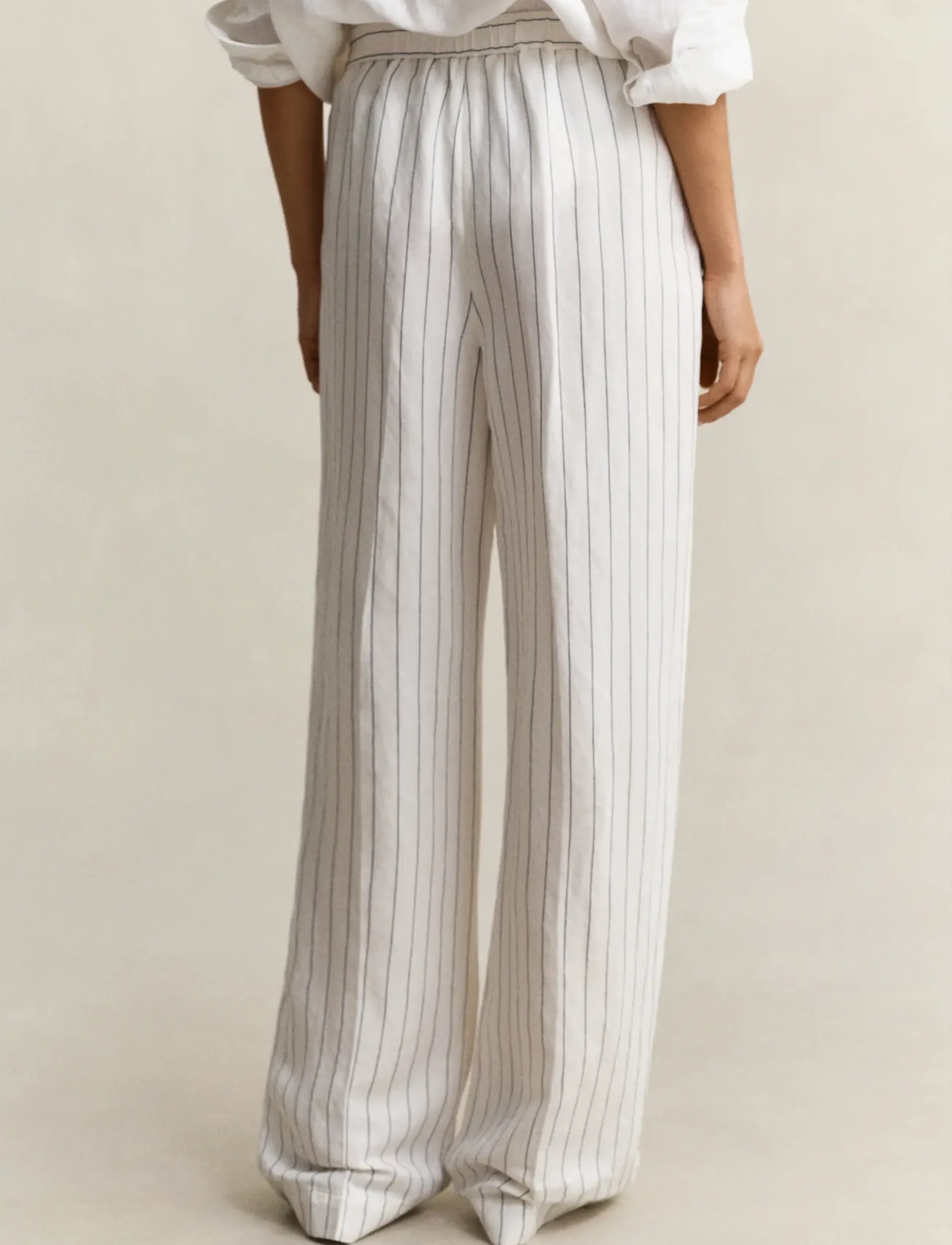 Gant - STRIPED LINEN BLEND PULL ON PANTS - leinenhosen - eggshell - 2