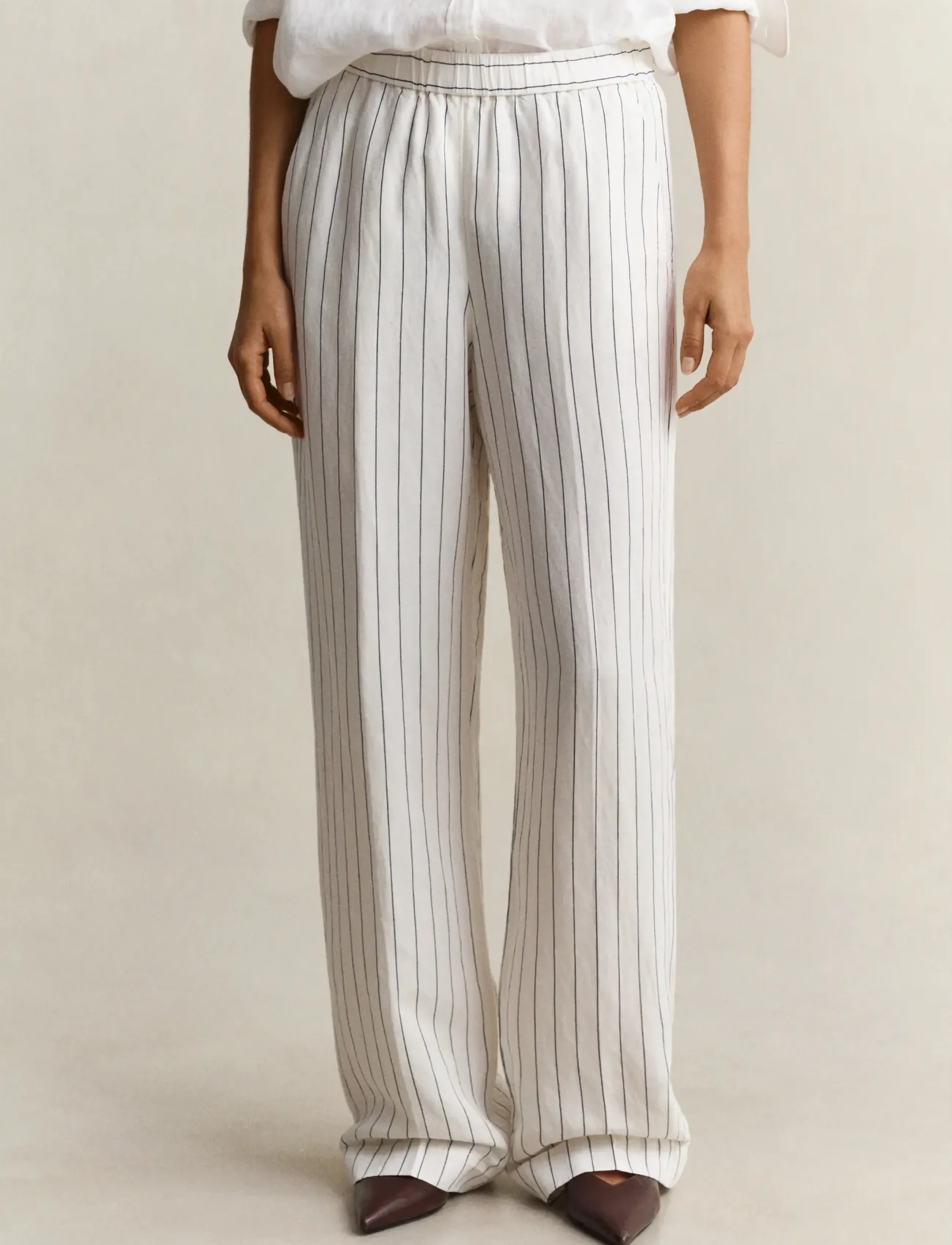 Gant - STRIPED LINEN BLEND PULL ON PANTS - leinenhosen - eggshell - 3