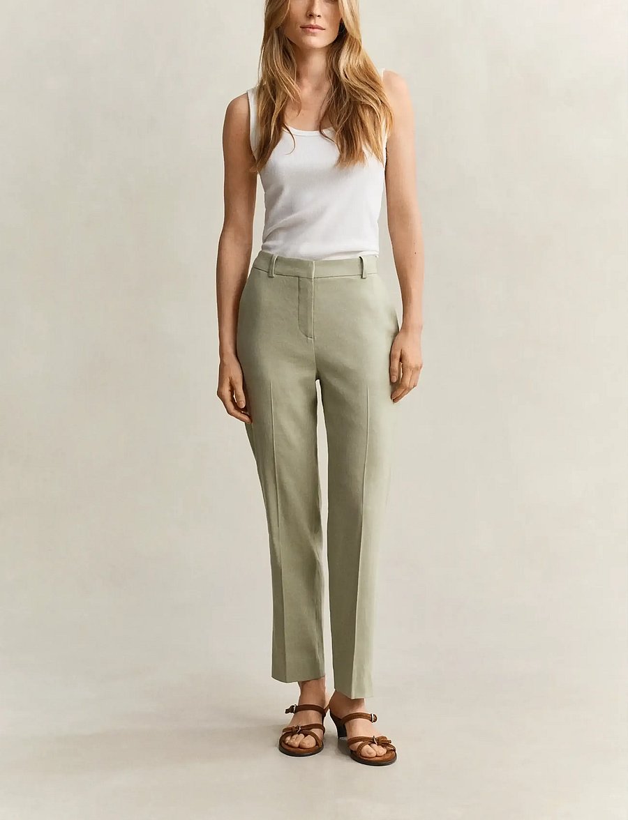 Gant - TAILORED LINEN STRETCH PANTS - tailored trousers - country beige - 0