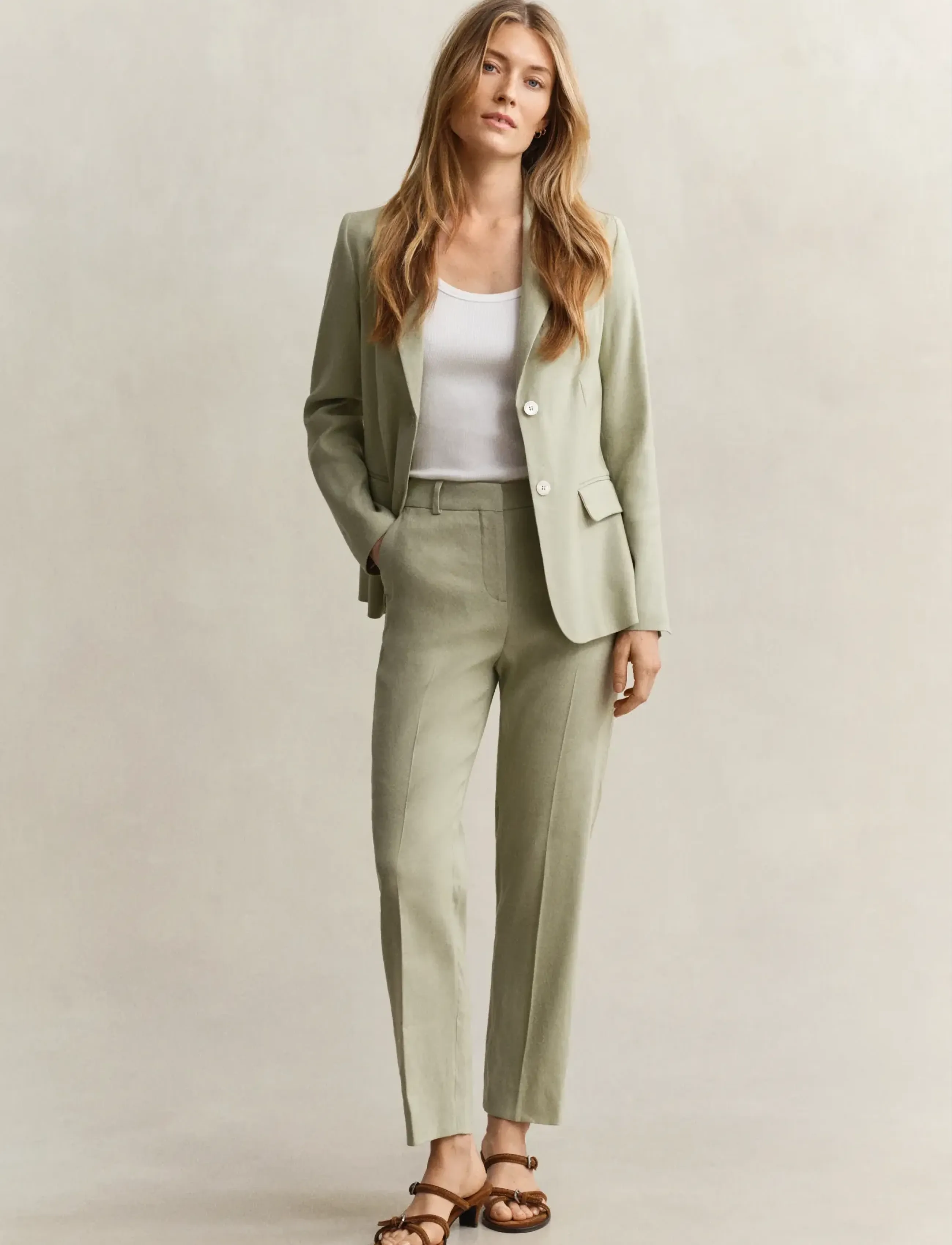 Gant - TAILORED LINEN STRETCH PANTS - formell - country beige - 4