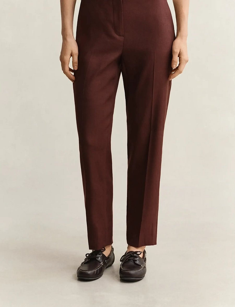 Gant - TAILORED LINEN STRETCH PANTS - tailored trousers - fresh soil - 3