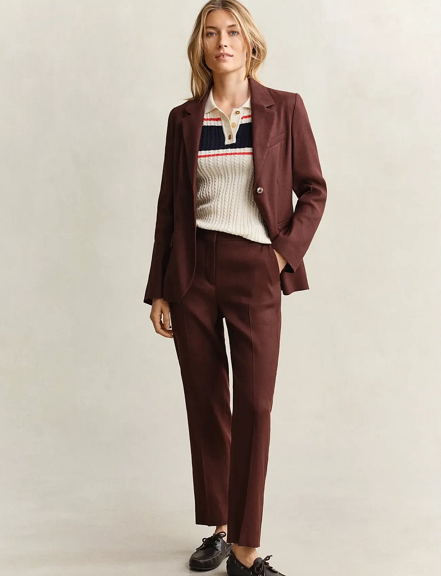 Gant - TAILORED LINEN STRETCH PANTS - tailored trousers - fresh soil - 4