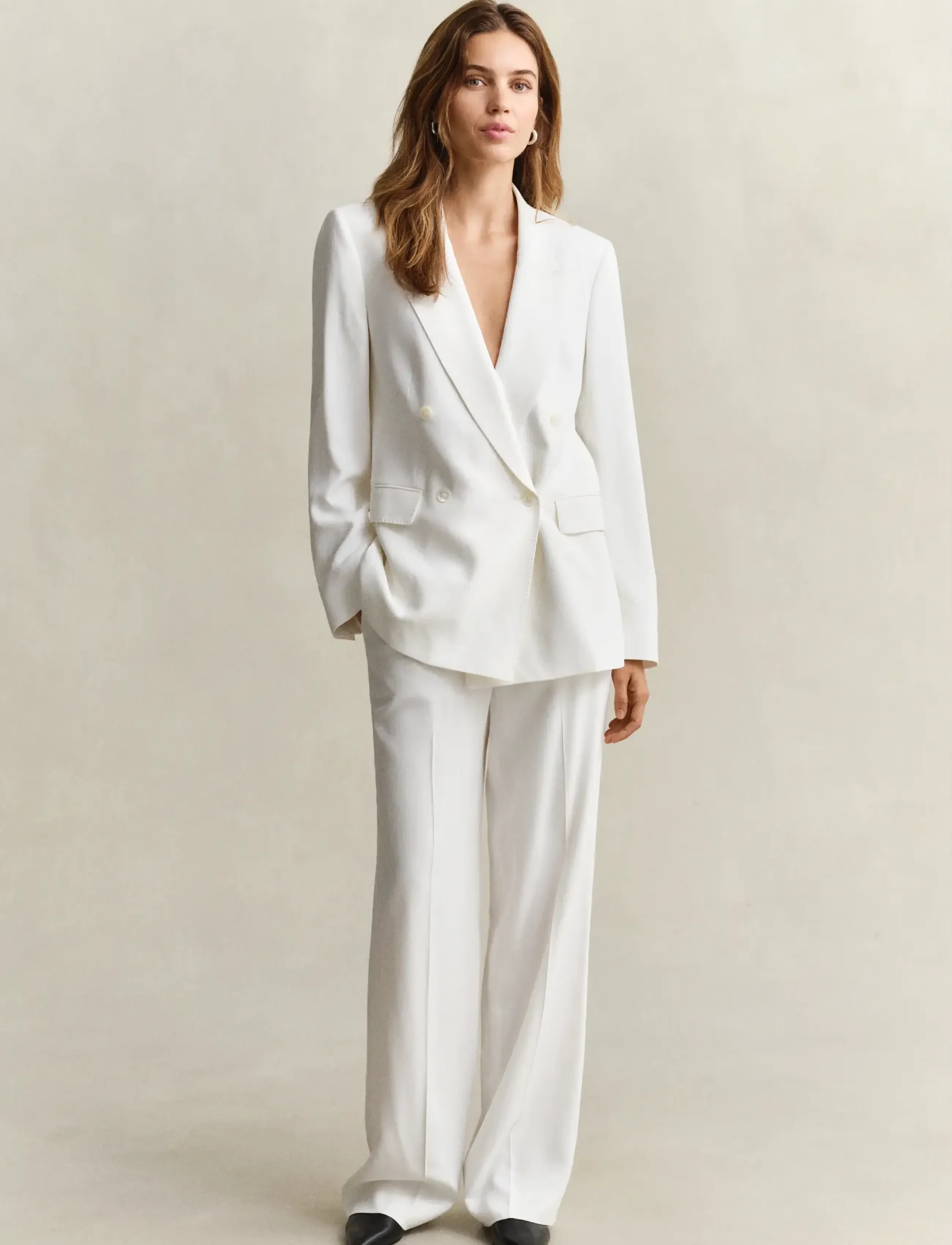 Gant - TAILORED FLUID CREPE PANTS - habitbukser - white - 4